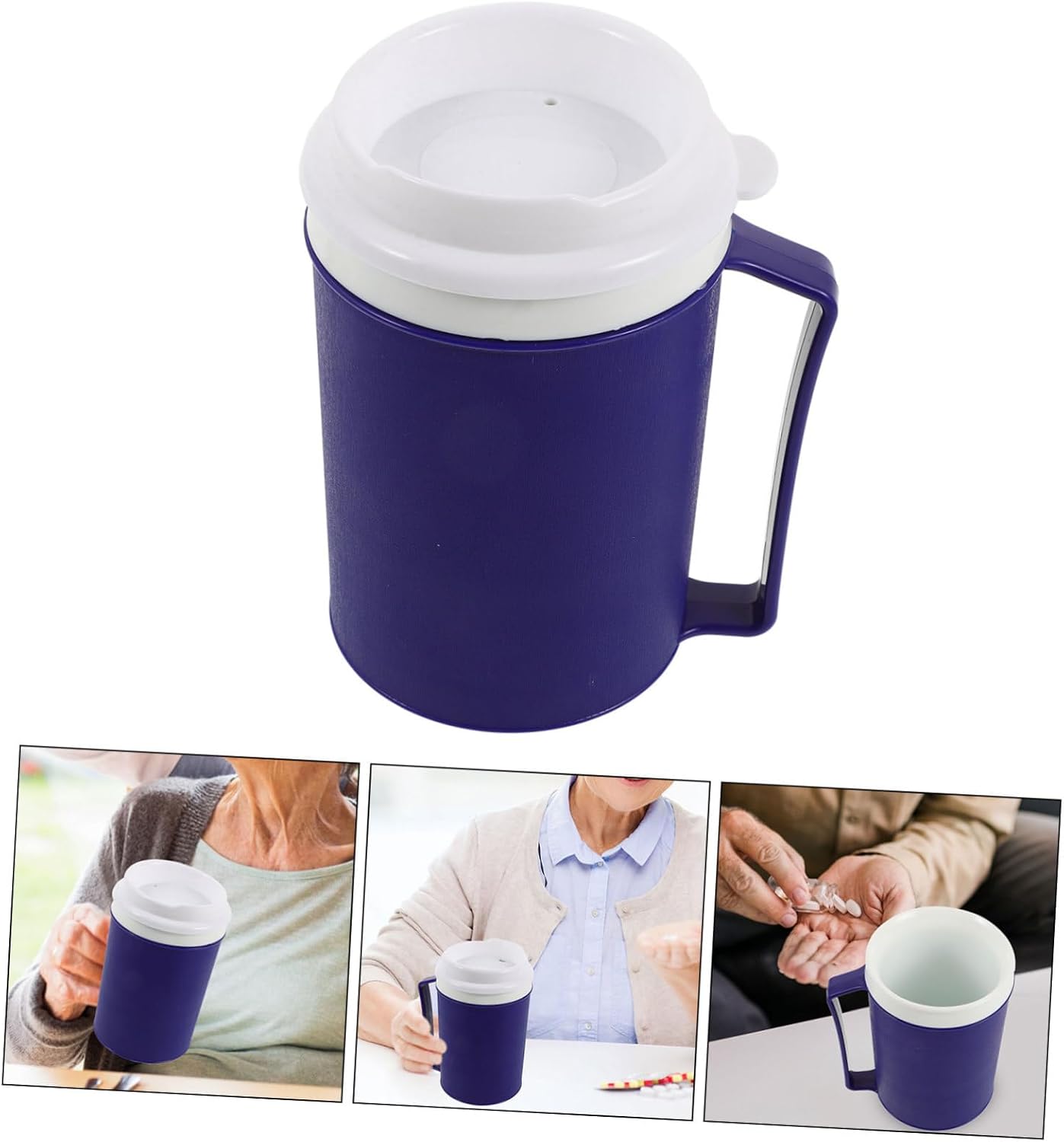 2pcs Spill Drinking Cup for Disabled Patients and Elderly Non-spill Feeding Mug Unique Lid for for Water Soup and Porridge