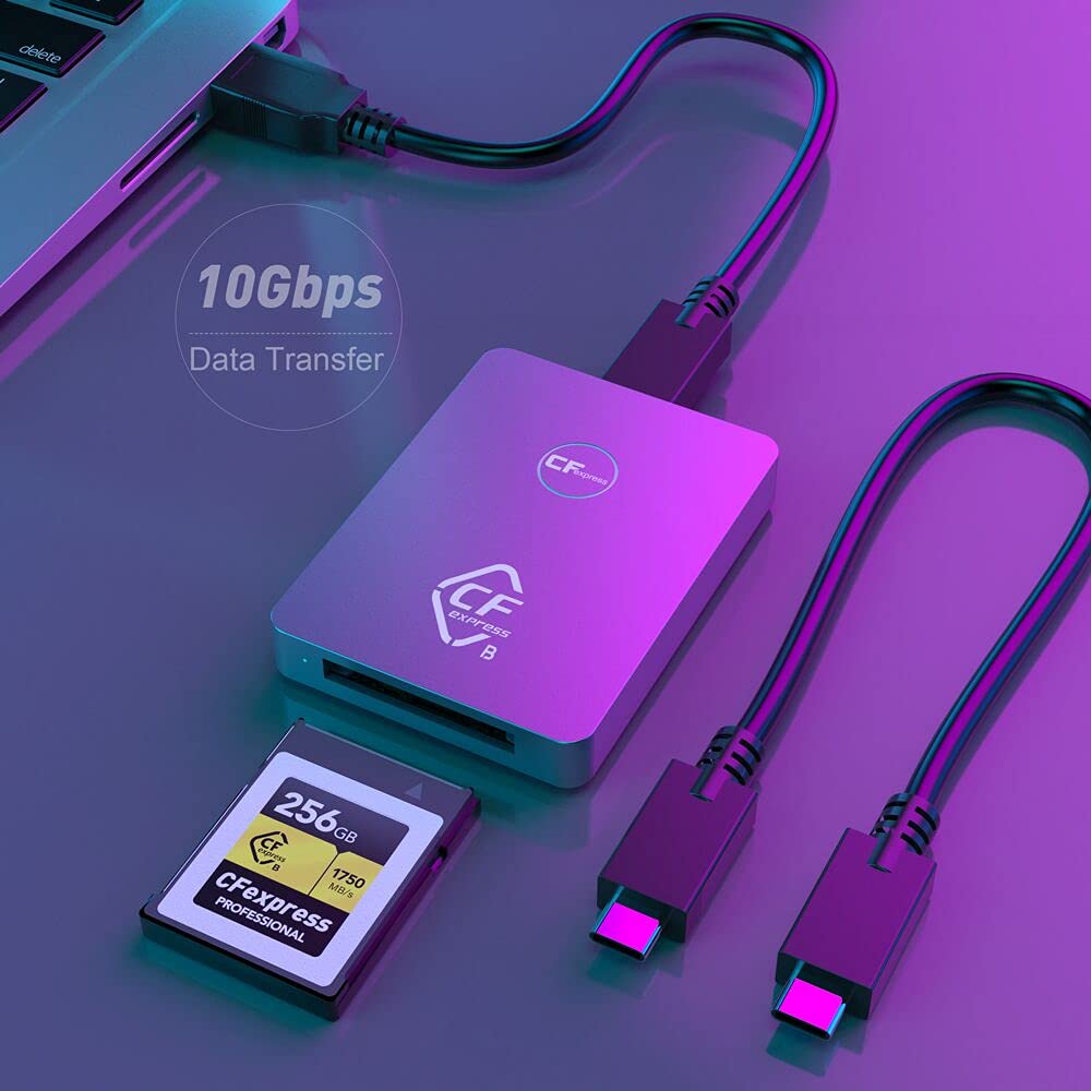 Aluminum CFexpress Card Reader Type B USB 3.1 Gen 2 10Gbps CFexpress Reader Portable CFexpress Type B Memory Card Adapter for CFexpress Type B Card for Android/Windows/Mac OS/Linux