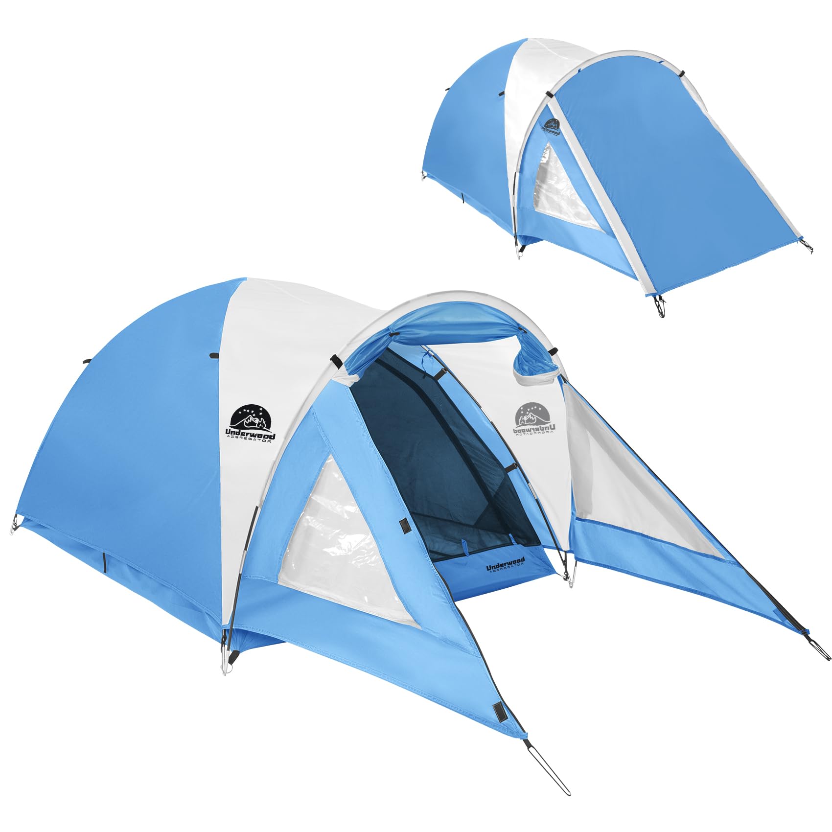 Tienda de campaña con Porche - Ligera, Impermeable, para 2 Personas, fácil de Montar, compacta, Tipo Domo, Ideal para 3 Estaciones, Ideal para Senderismo, Camping y Actividades