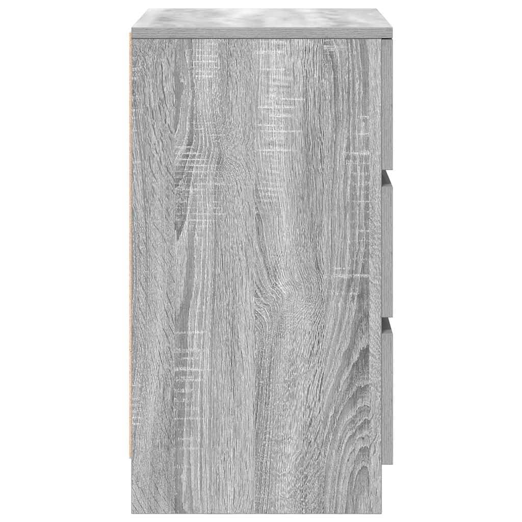 vidaXL Szafka nocna z 3 szufladami Szary Sonoma 39x35x65 cm