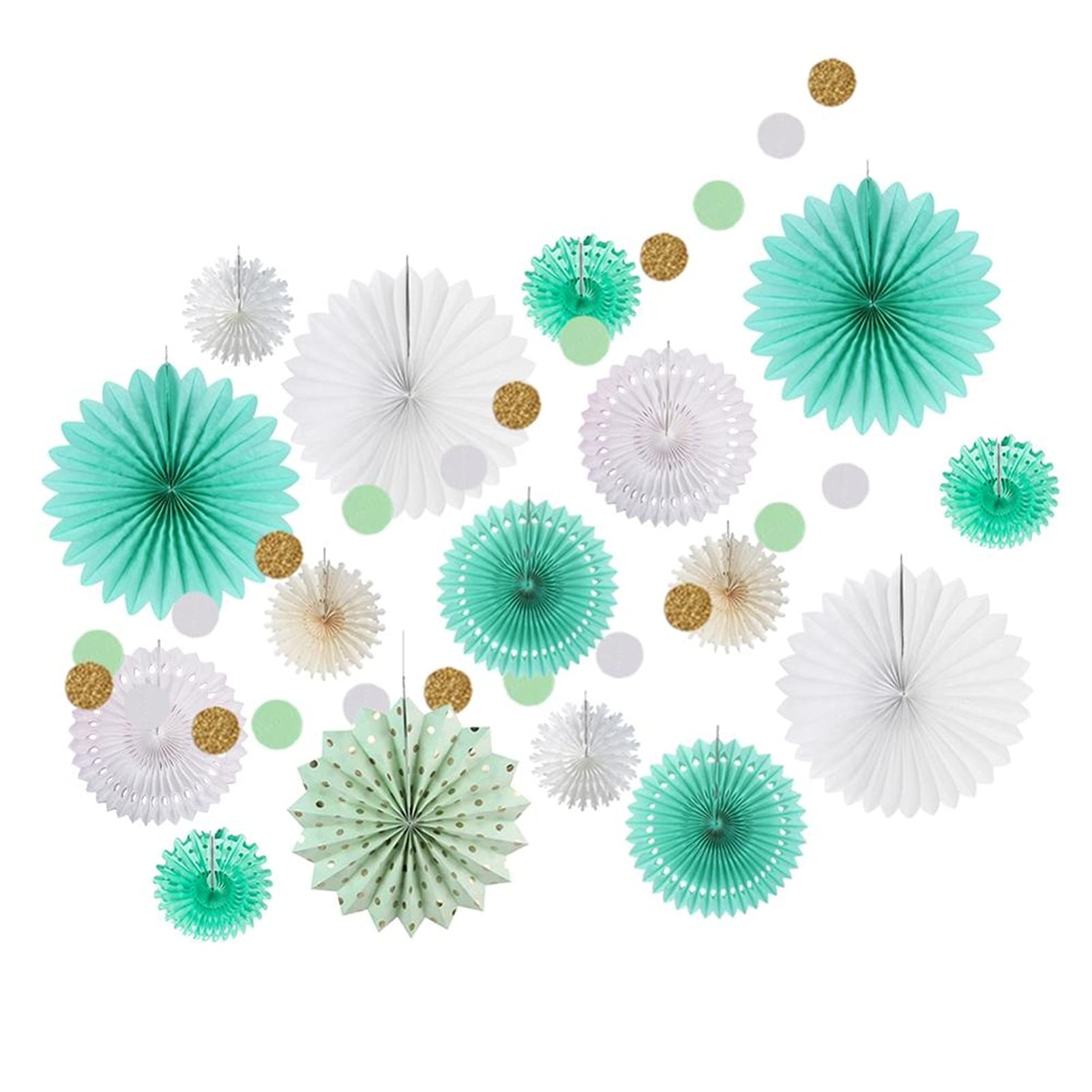 festival de farolillos 17 piezas decoraciones de fiesta verde niños purpurina círculo guirnalda de papel roseta fans ducha bebé primer cumpleaños fiesta boda taladro (color: estilo 2 (azul))