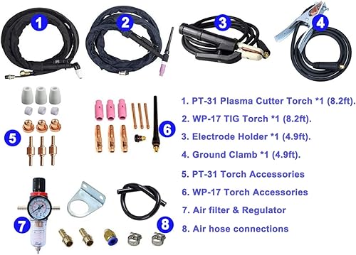 Miniatura 7 de CT418 3-IN-1 110V/220V Cortador de Plasma Multifuncional Máquina Combo, Cortador de Plasma 40A/180A Lift TIG/180A Stick Welder, 2/5 "Pantalla