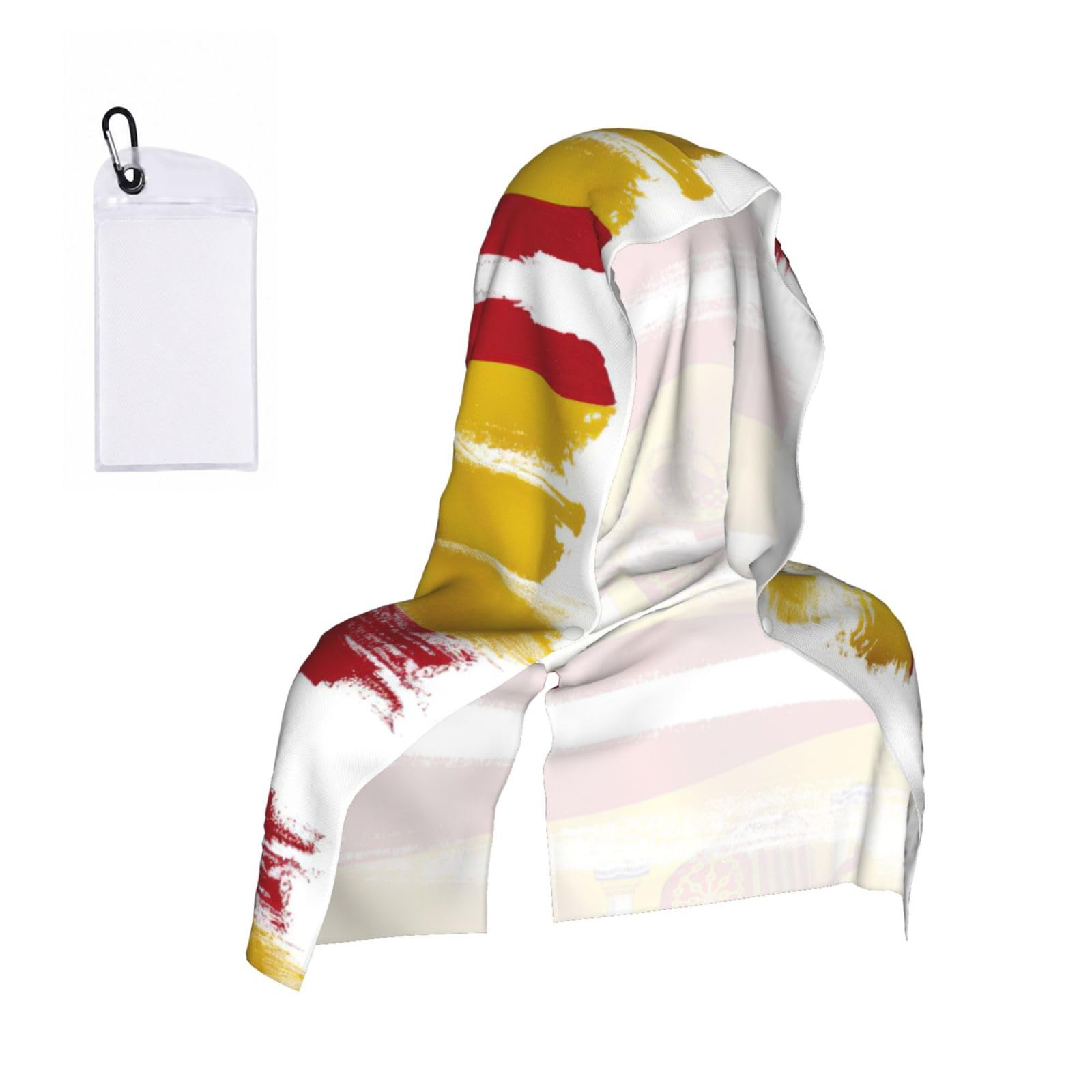 DUWAA Spain Flag Print Cooling Hooded Sports Towel, 30×60cm Quick Drying Summer Cool Head Wrap For Neck And Face
