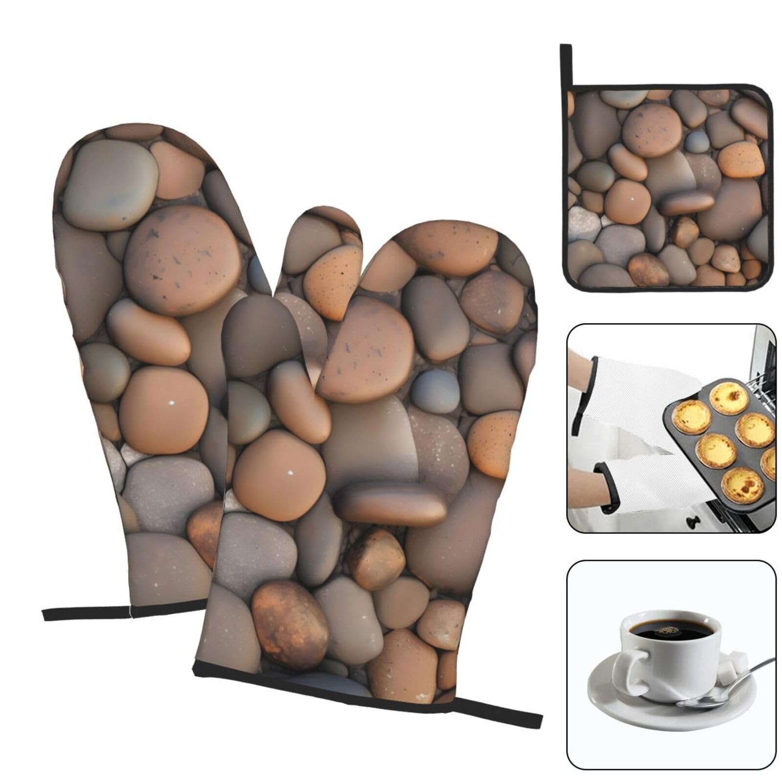 Set 3 Guanti Da Forno E Cuscinetti Tartarughe Spiaggia - Per Cucina E BBQ - Foto 2