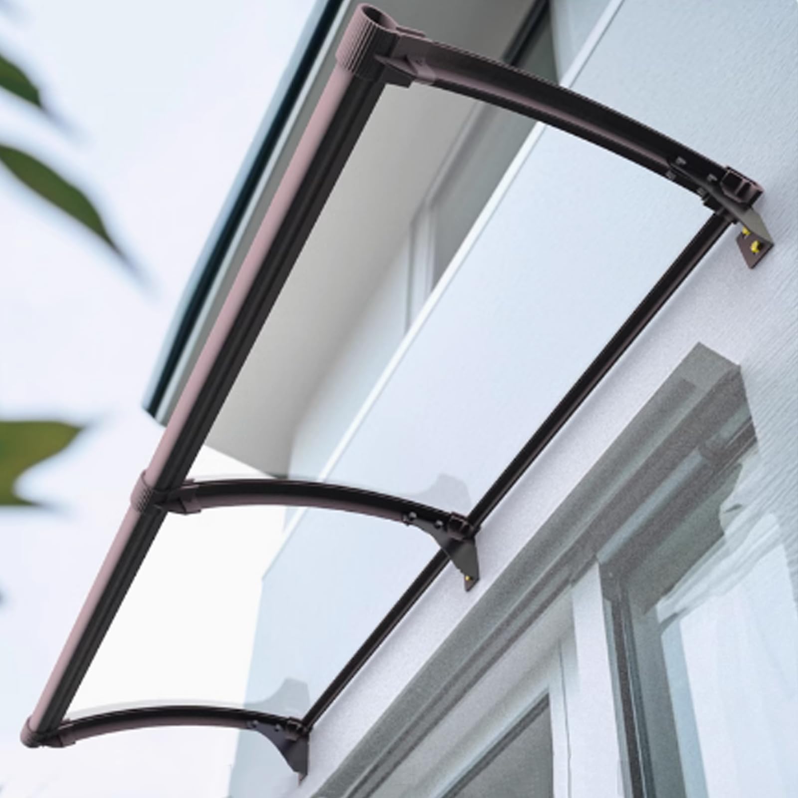 GJMSSMY Outdoor Front Door Canopy Curved Window Rain Shelter Porch Awning with Brackets UVResistant Polycarbonate Rain Cover (45x150cm/18 x59 A)