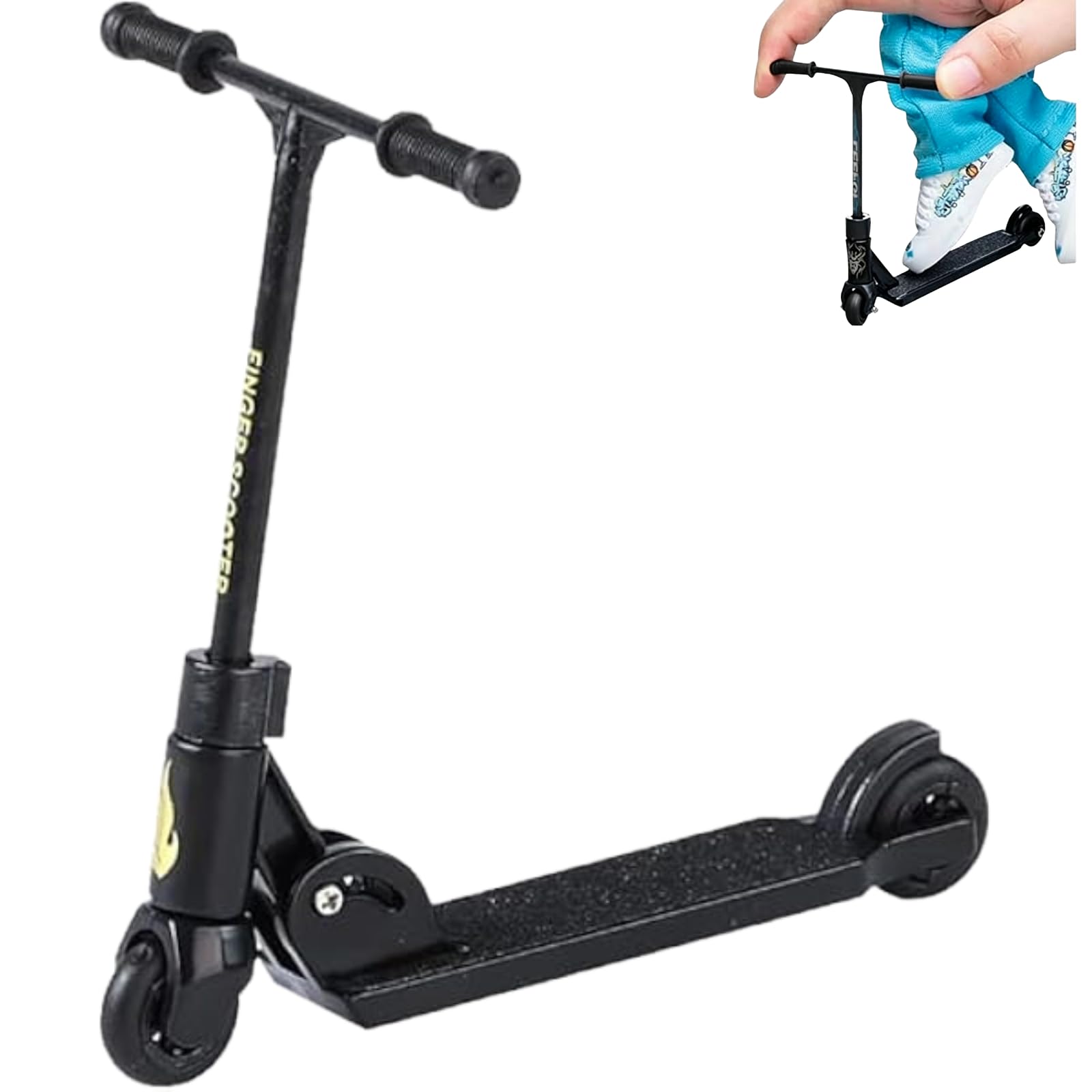 Finger Scooter with Brake,Stunt Scooter Black T-Head Design,Freestyle Pro 360° Foldable 2-Wheel Mini Board, Non-Slip Scooter