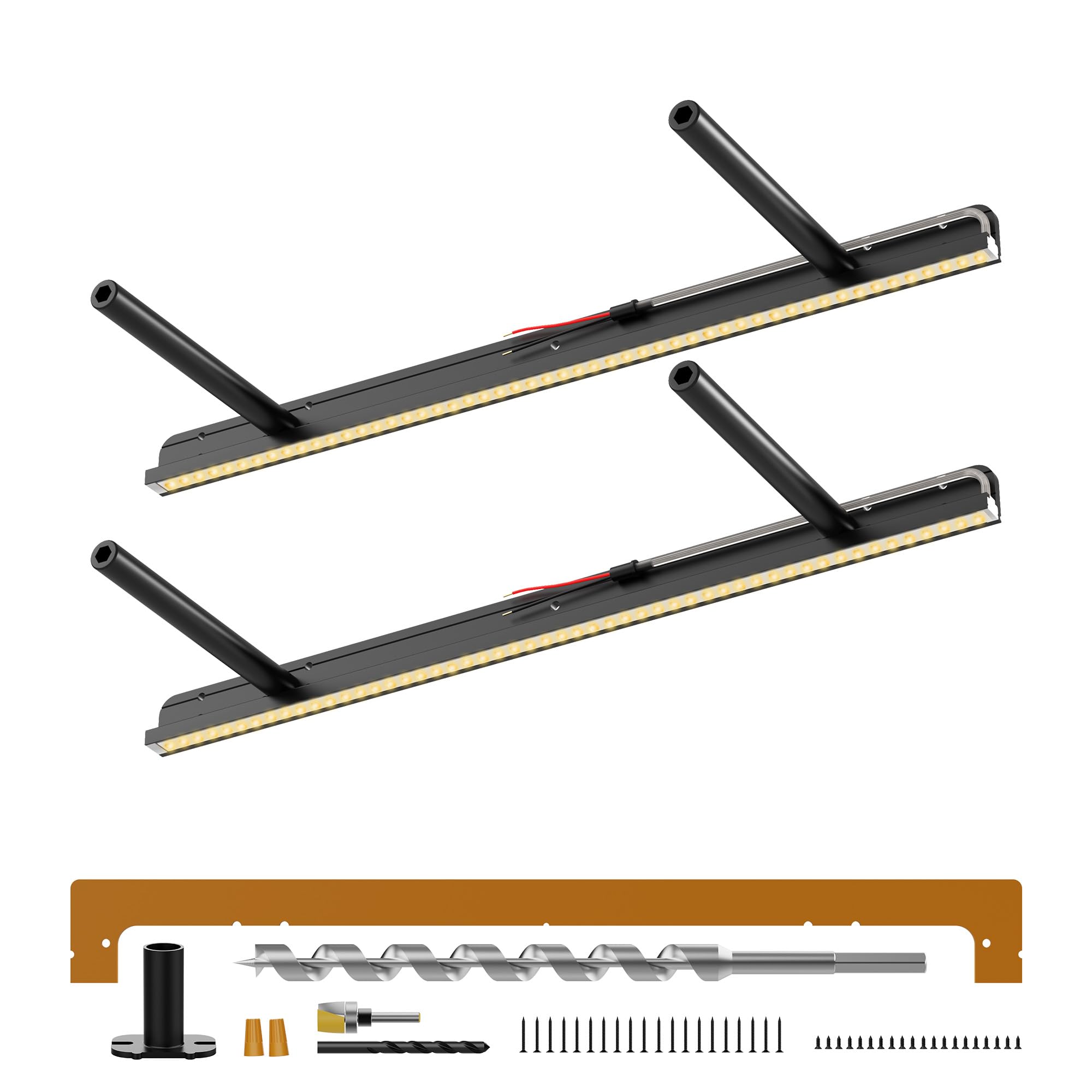 Photo 1 of 2pcs LED Floating Shelf Bracket with Lights, Hidden Floating Shelf Hardware with Integrated Lighting, Create Warm 2700K Lighted Wall Shelf, Heavy Duty Fireplace Mantel Brackets,150lbs (18x6x1.2)
