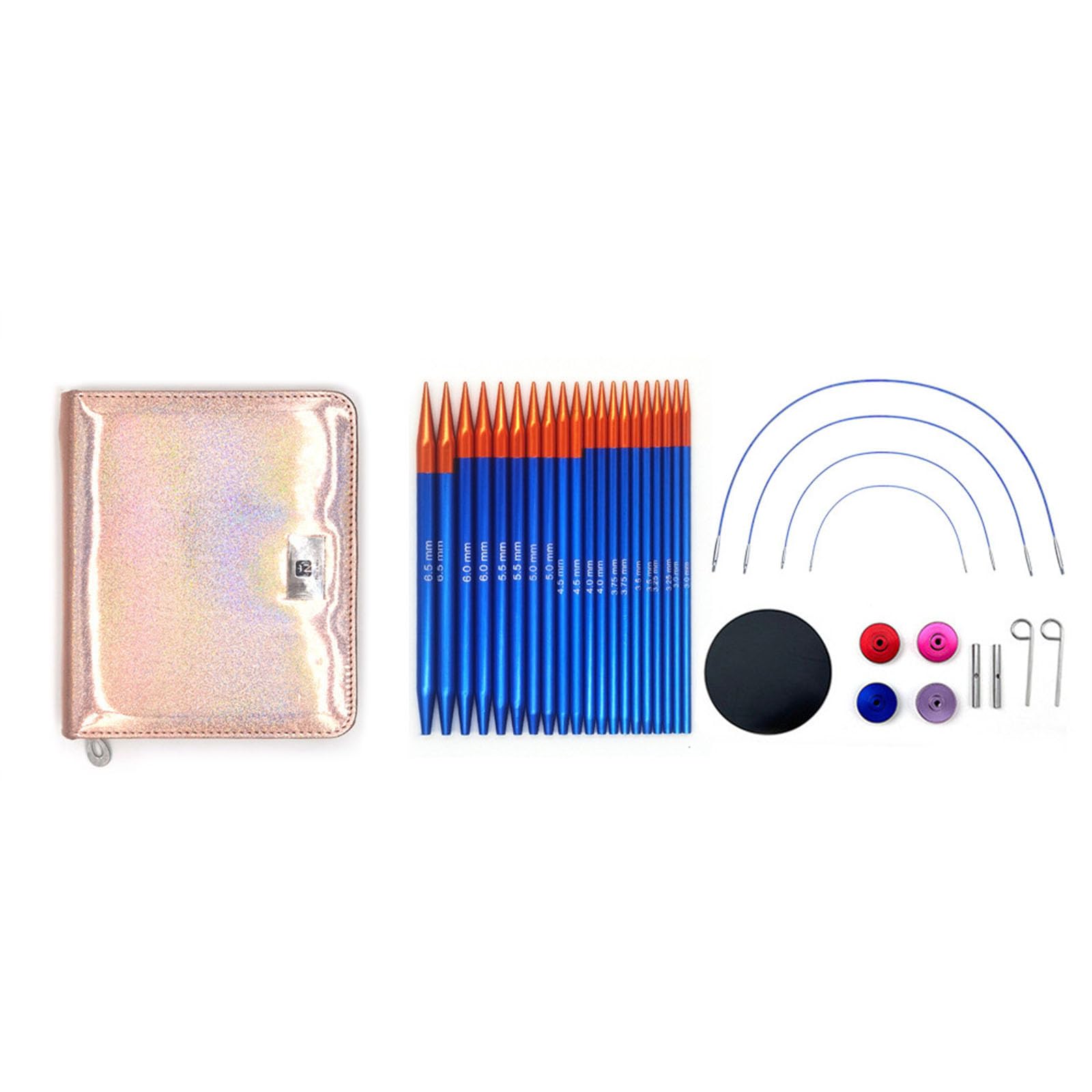 Interchangeable Circular Knitting Needle Set with Case and Accessories Aluminum Short Round Knitting Needle 3.0mm-6.5mm Interchangeable Circular Set