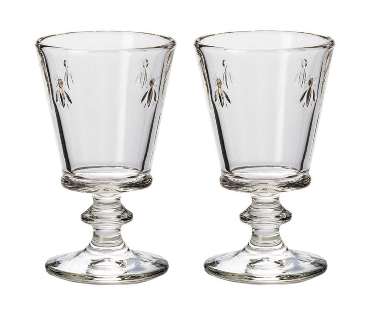 La Rochere Set of 2 Bee Motif Stemmed Wine Glasses Goblets 11.5 floz