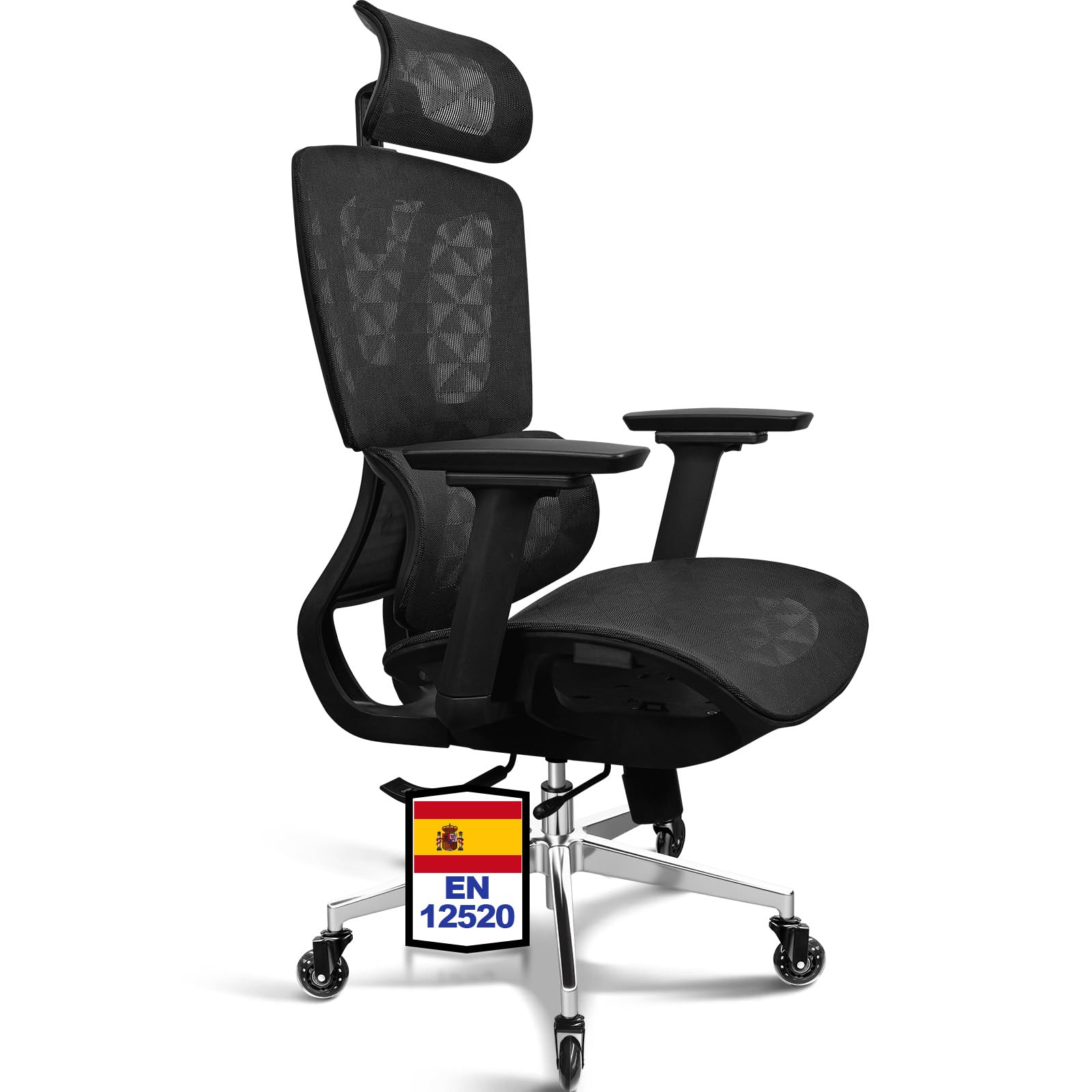 MELOKEA Silla Ergonomica Escritorio, Silla de Oficina, Todo Malla | Asiento Regulable en Profundidad, Reposabrazos 4D, Ruedas de Goma, Reclinable 4 Niveles, Estudio & Despacho & Gaming