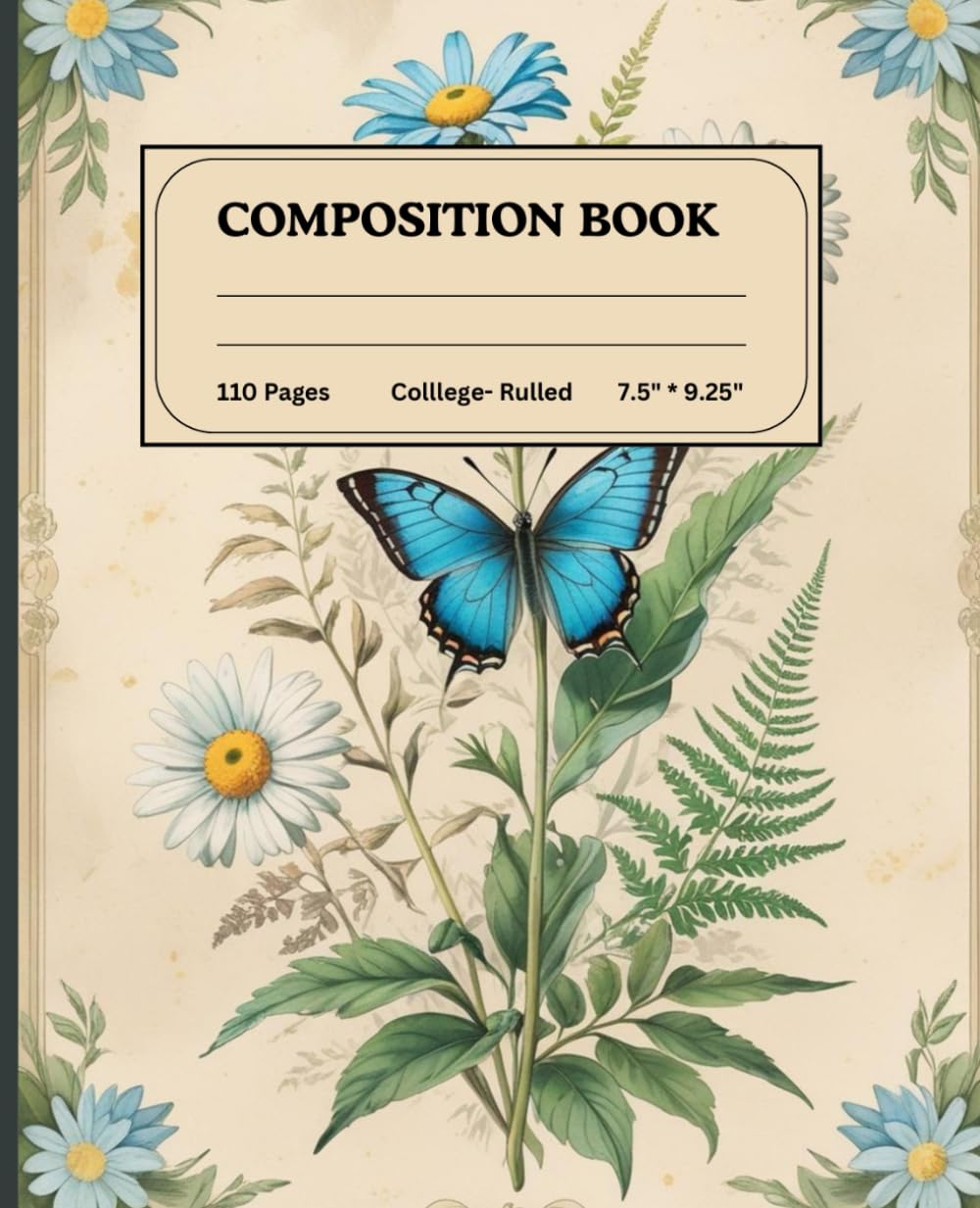 Vintage Butterfly Composition Notebook: Cottage core Style | Perfect Gift for Girls, Teen Students, Women Writers