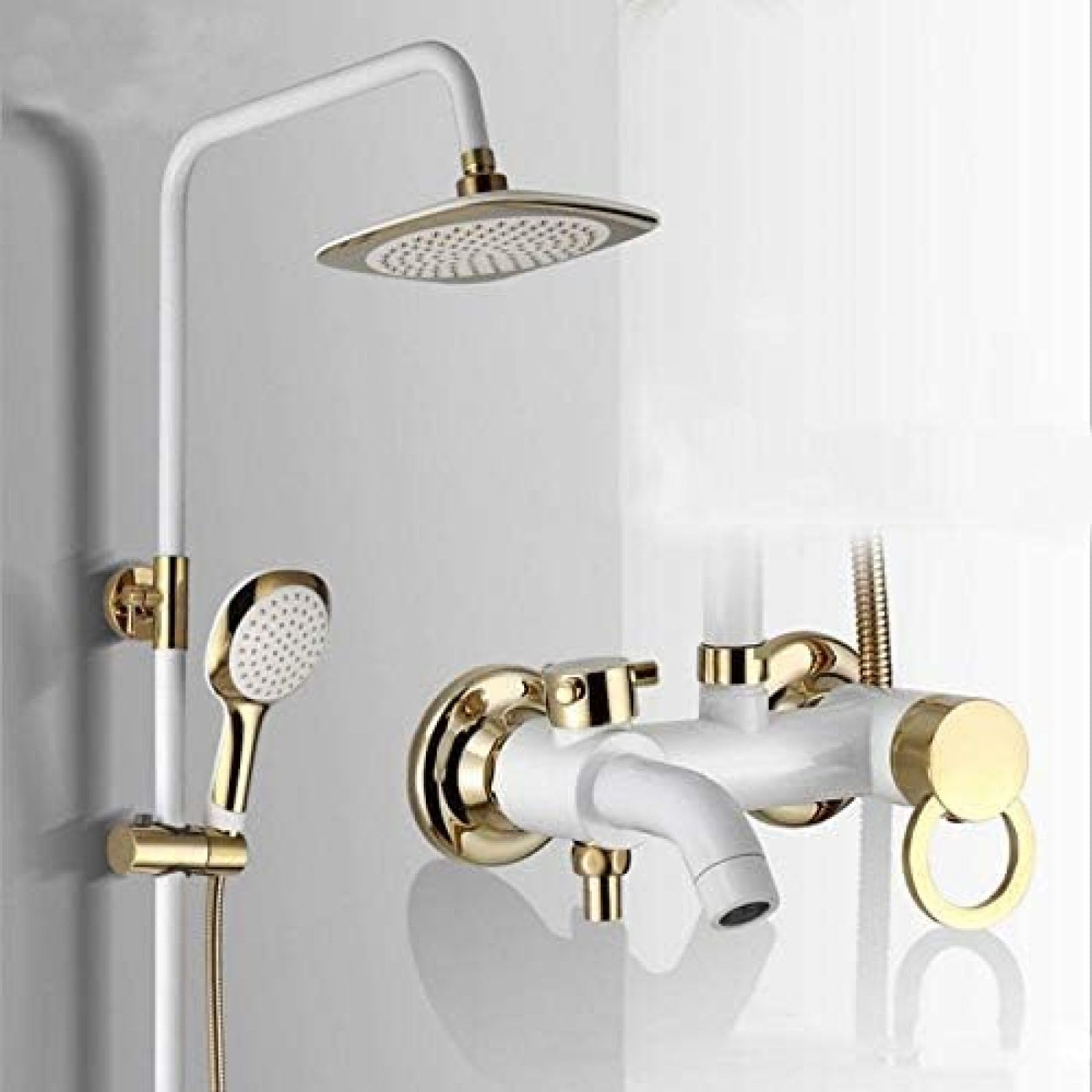 Ensemble de douche de salle de bain en laiton anti-calcaire blanc mat