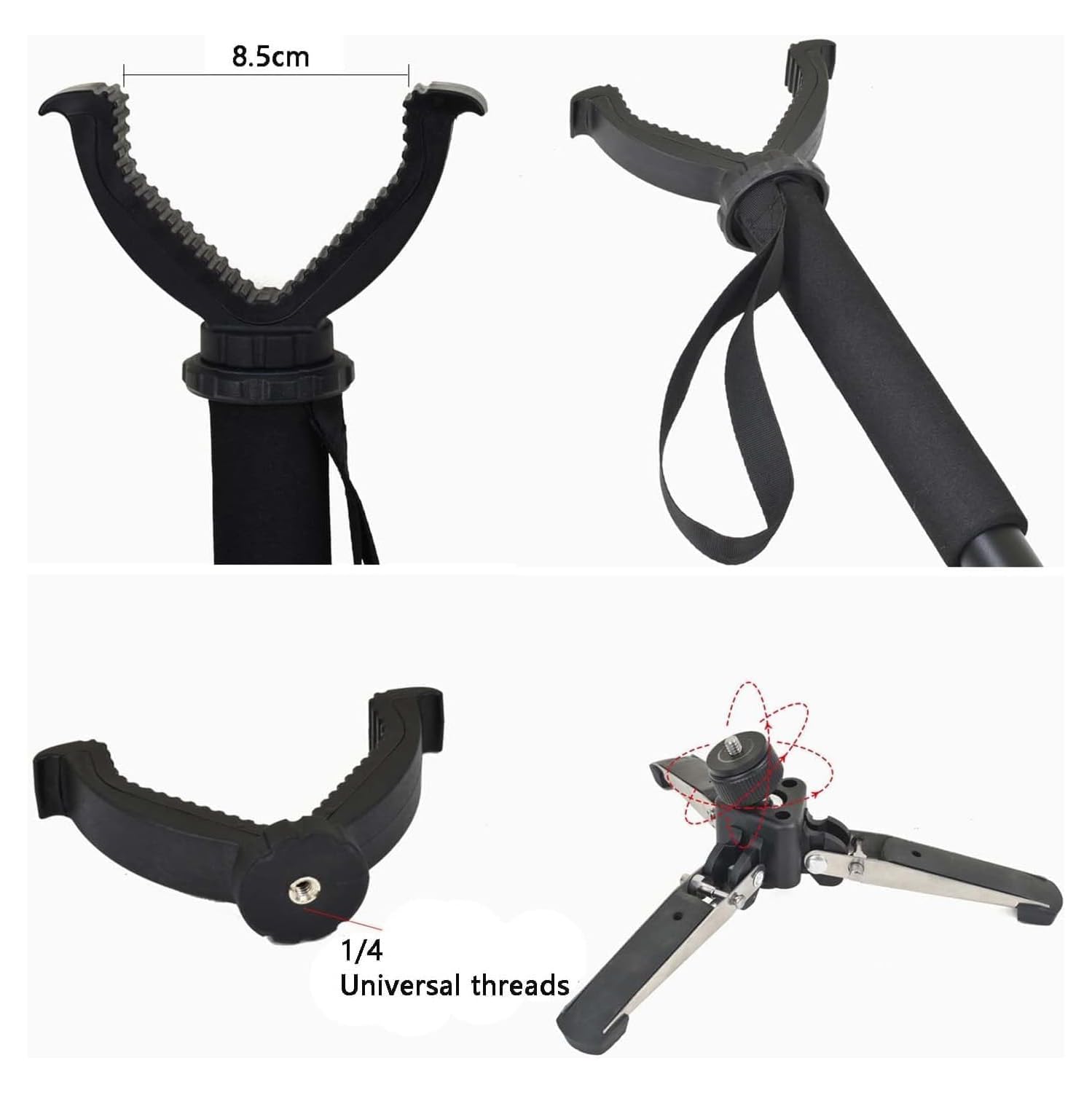 Treppiede da Caccia Regolabile, Treppiede da Tiro con Impugnatura in Schiuma ad Alta Densità, Blocco Della Gamba in Stile Twist e Testa di Appoggio a V | Accessori Caccia