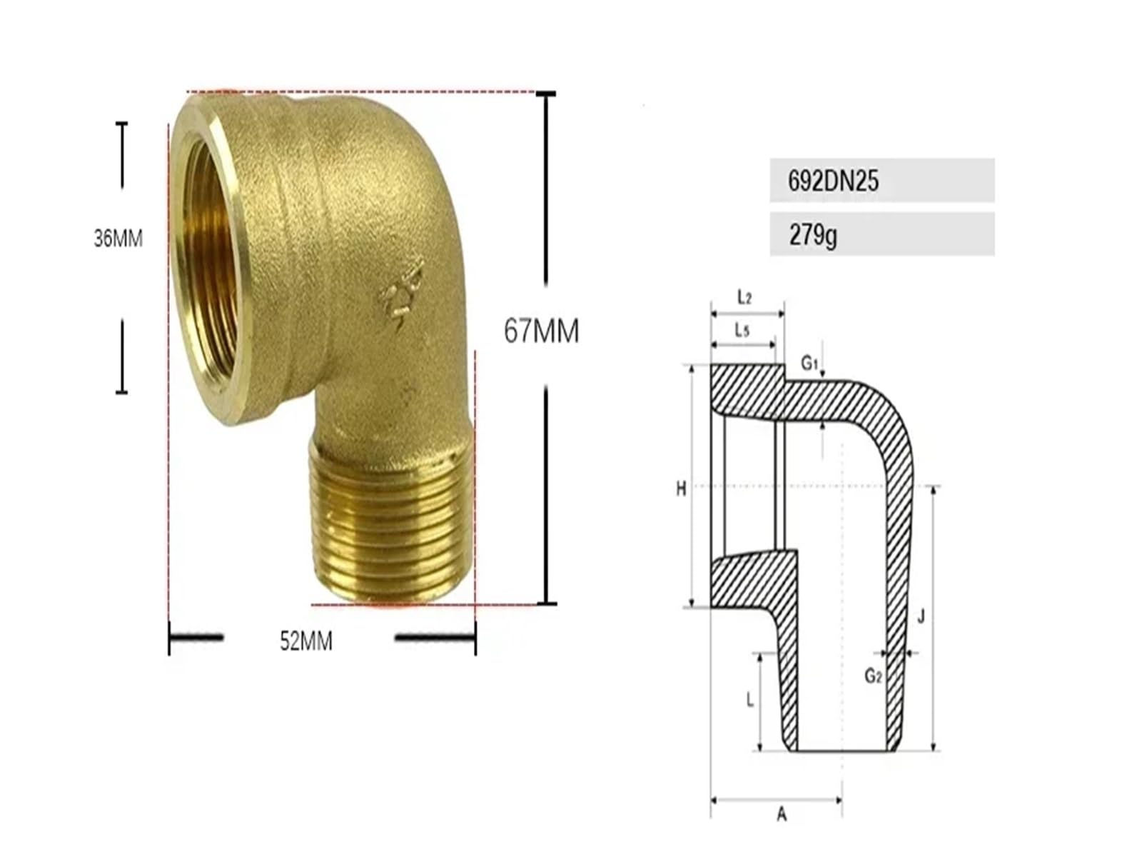 1/2" 3/4" 1" 1-1/2" 2" BSP żeński na męski 90 stopni Eblow złącze rurowe łącznik Adapter mosiężna woda gaz olej opałowy(1-BSP-DN25)