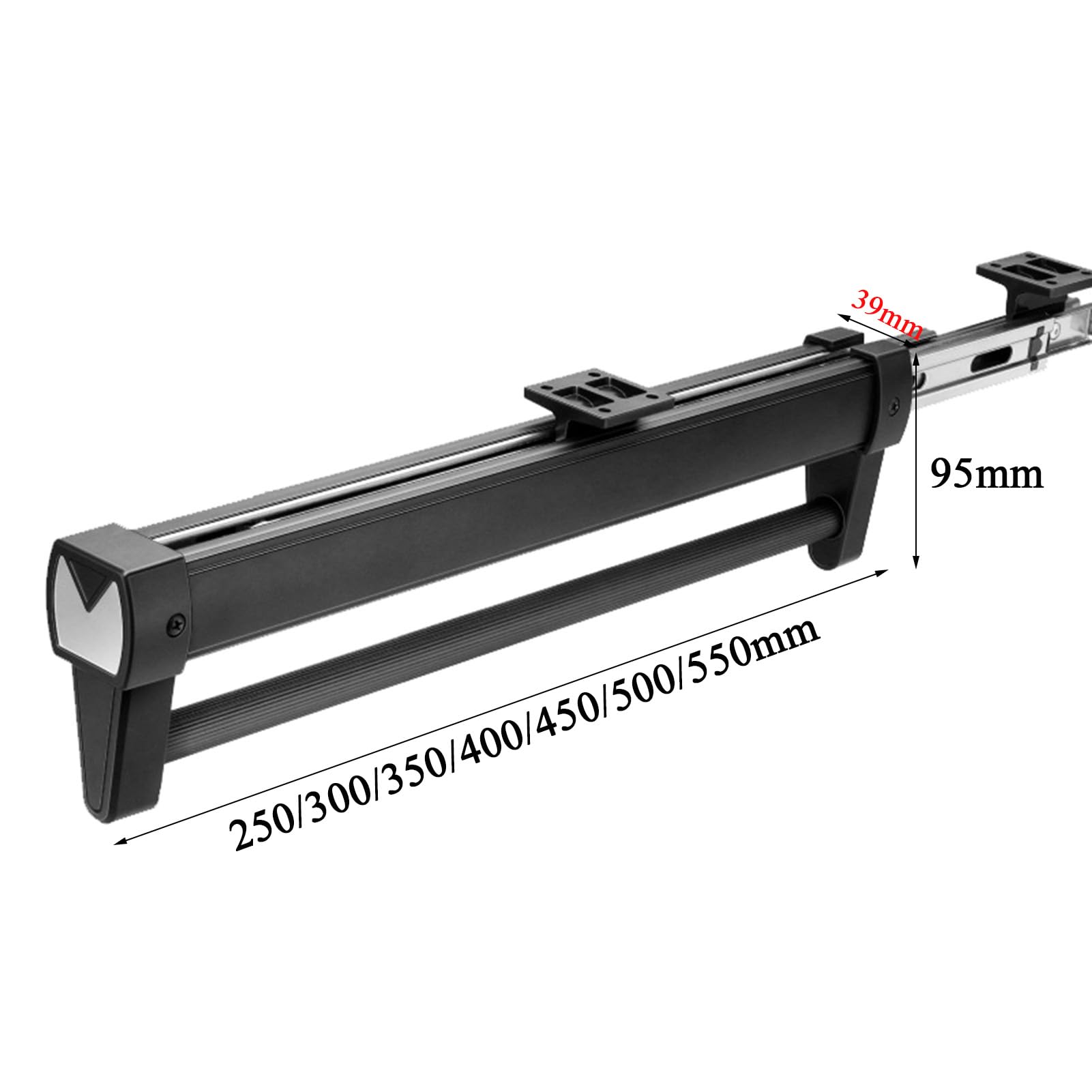 Barra De Percha De Ropa Extensible para Guardarropa,Robusto Barra Armario Ropero, Accesorios para Armario Dormitorio, Extraíble Corredera Percha Extensible,Negro,450mm