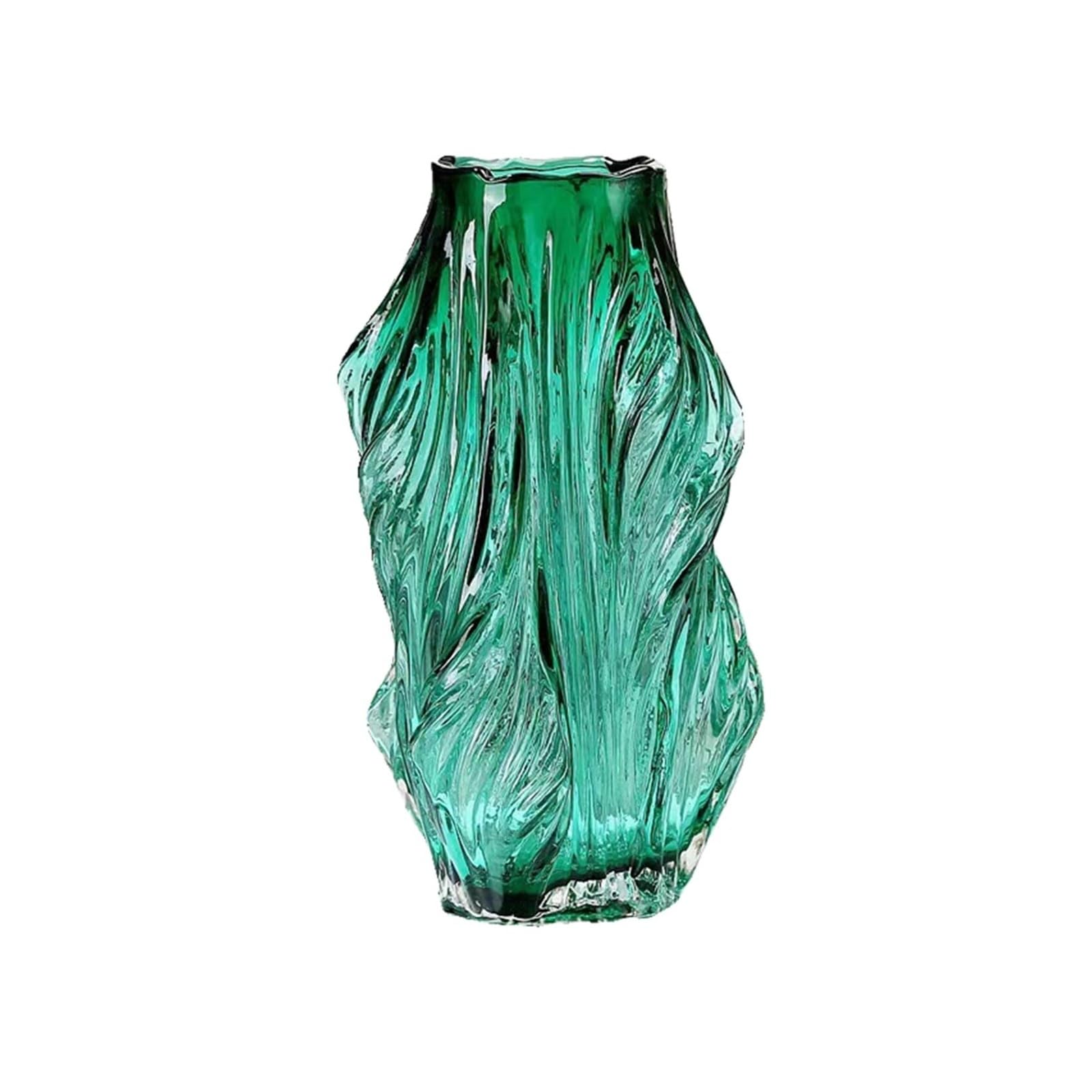 Vase en verre vert hydroponique texturé aux finitions haut de gamme