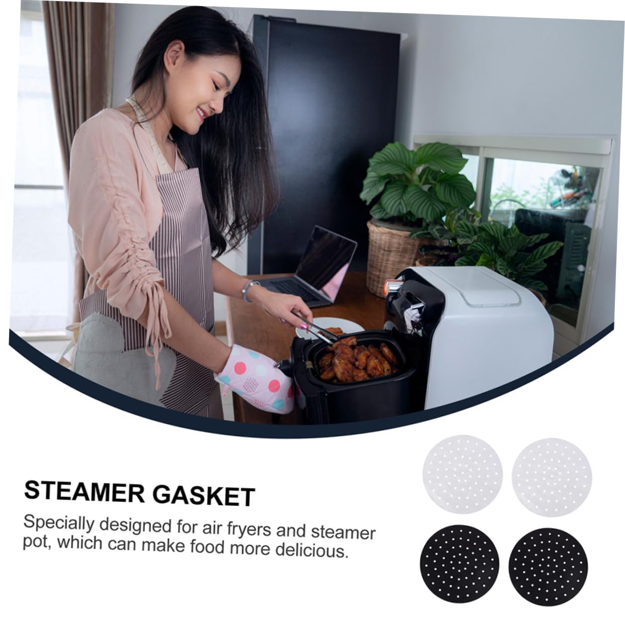 Cabilock 2sets Air Fryer Sheets () Square Reusable Baking Mats Replacement Parts for Air Fryer Accessories 6pcs*2