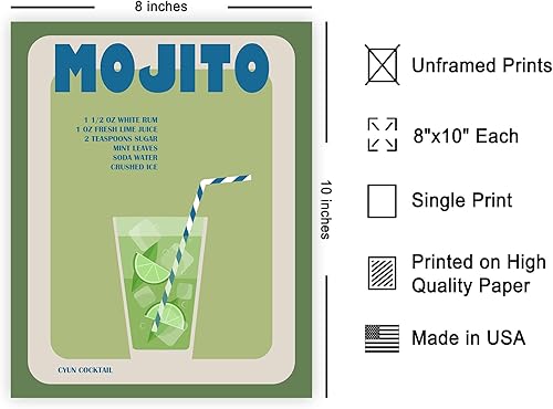 Miniatura 2 de Poster Master Mojito - Póster de cóctel retro - Arte de alcohol - Diseño de pared de carrito de bar preparado - Arte bohemio chic - Gran decoración