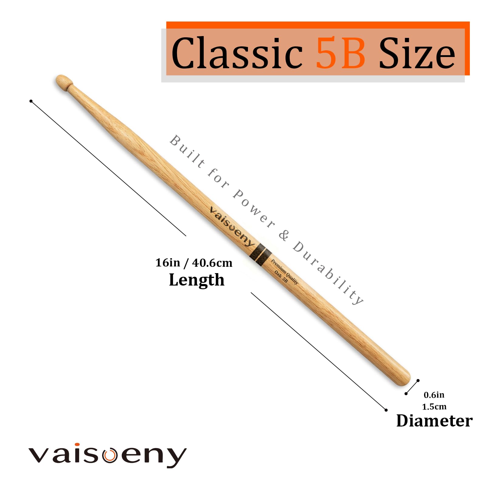 Drum Sticks 5B Drumsticks Classic Oak Wood Drumsticks for Drums Professional Musical Instrument Percussion Accessories (12 Pair)