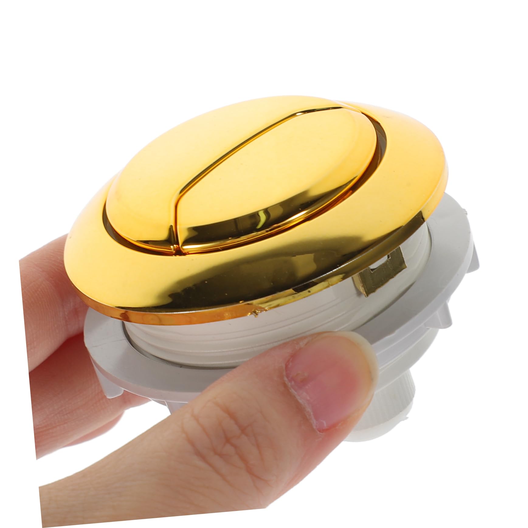 Pulsante per Coperchio Serbatoio Wc a Doppio Tasto Rotondo | Ricambio in Plastica Oro, Design a Doppia Pressione, Installazione Semplice