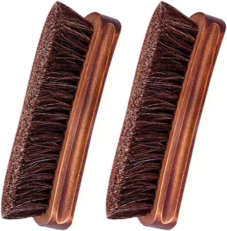 Shoe Brush, KY-Tech 2pcs Premium Horsehair Brush for Shoe Shine Polish, Horse Hair Bristles Brushes for Boots, Car Seats, Sofas, Bags
