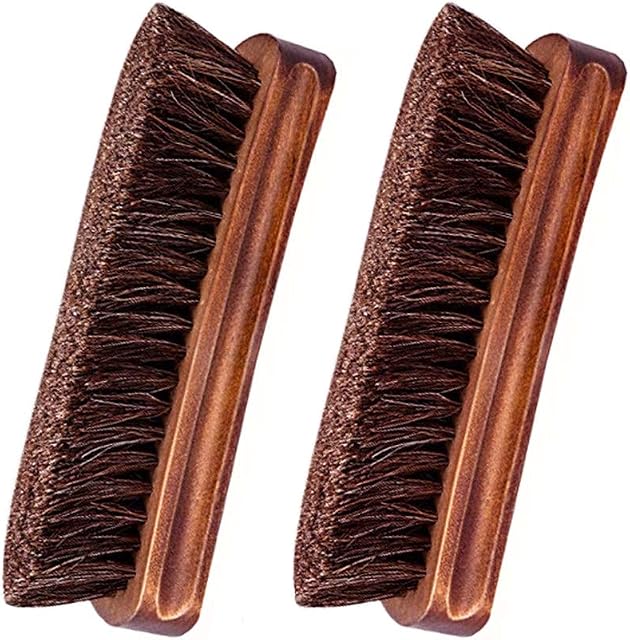 Shoe Brush, KY-Tech 2pcs Premium Horsehair Shoe Brush Shoe Shine Brush Shoe Polish Brushes Horse Hair Bristles Brush for Boots, Shoes, Car Seats, Sofas, Bags