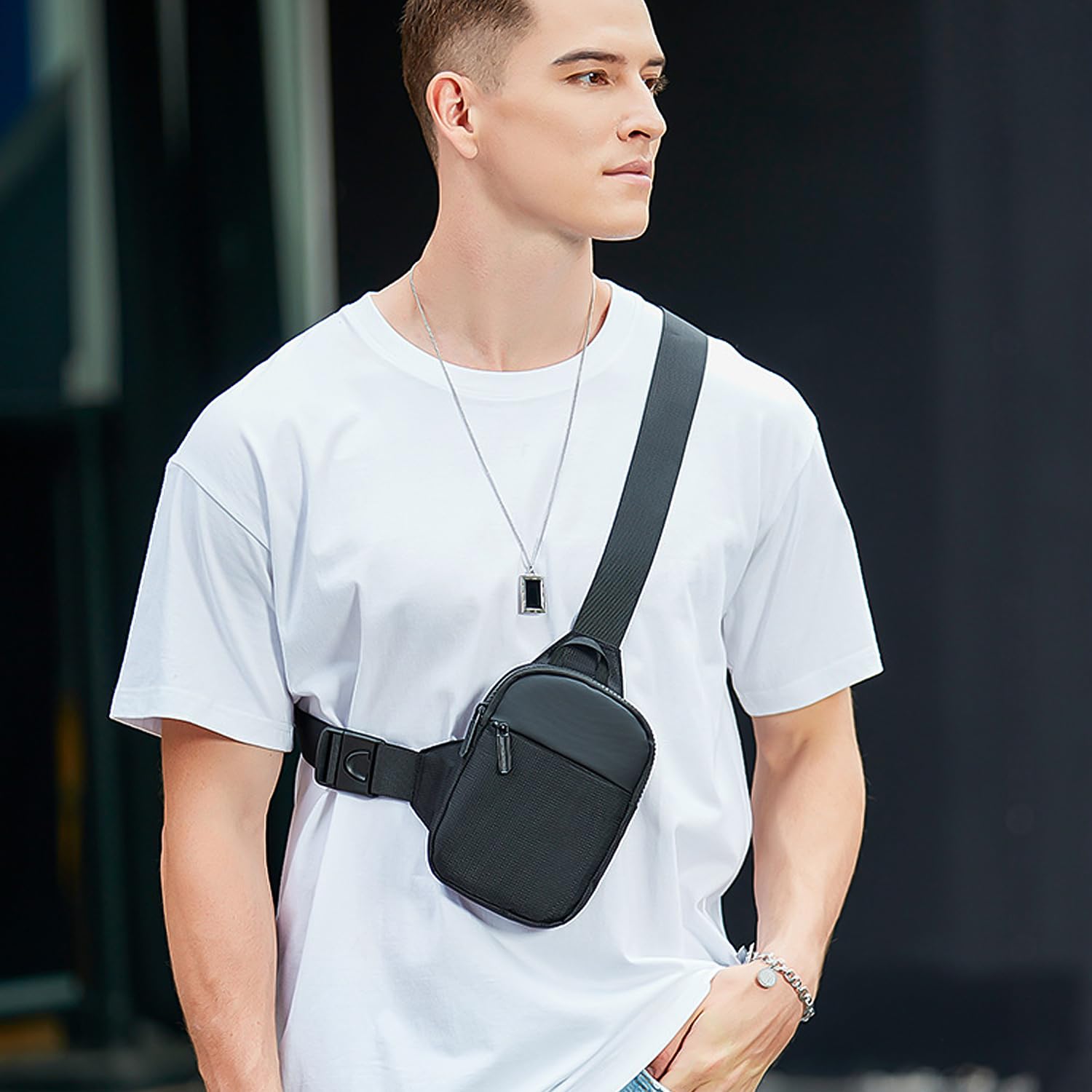 KRYMSON 1 bolso de hombro deportivo, bolso bandolera impermeable, bolso bandolera pequeño, bolso de pecho simple y de moda, adecuado para el senderismo diario, ciclismo y ejercicios deportivos
