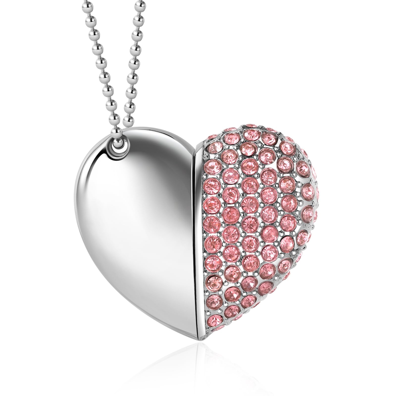 USB 2.0 Flash Drive,Cute Romantic Heart Shape USB Memory Stick,Thumb Drive for Photos, Music, Files Storage (Pink, 16, GB)
