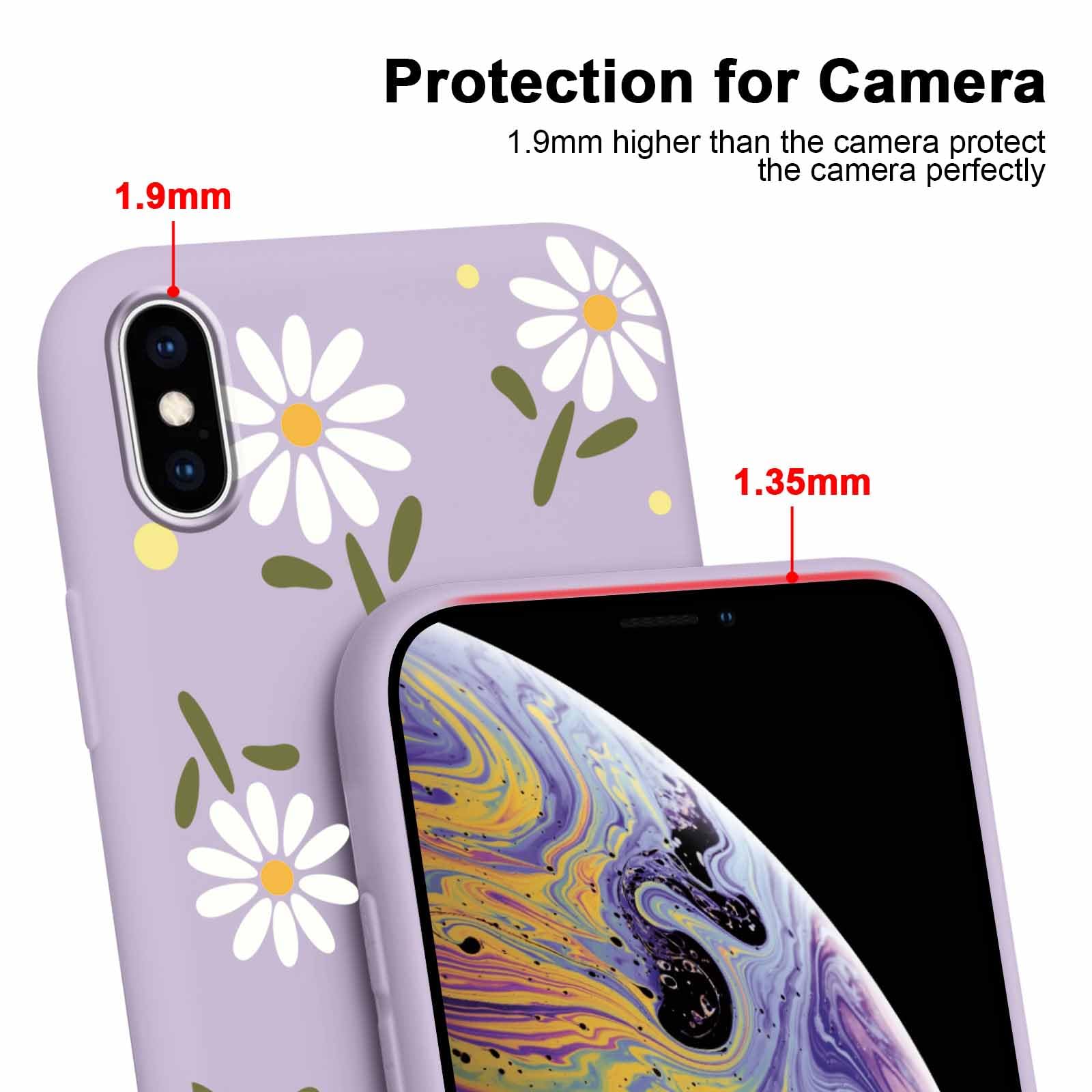 Yoedge 2 Pack Cute Flowers Print Suitable for iPhone XS/X 5.8" Phone Case, Floral Daisy Aesthetic Pattern Shell Soft Silicone TPU Shock-Absorbing Smile Cover for Women and Girls — view 4