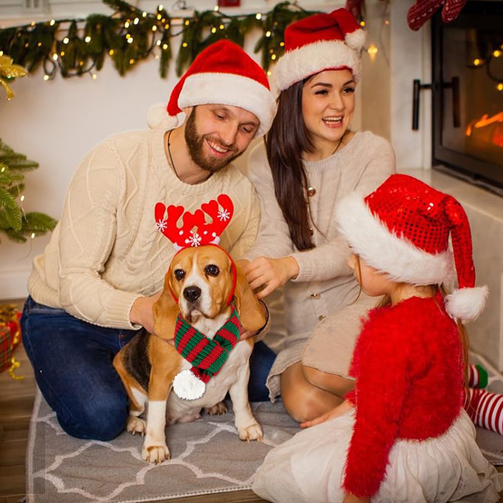 ZTA Weihnachten Hund Katze Schal Kostüm Outfit Rot Kleidung für Weihnachts Dekoration, Haustier Weihnachtskostüm Rotgrün für Katzen Welpen Größe S