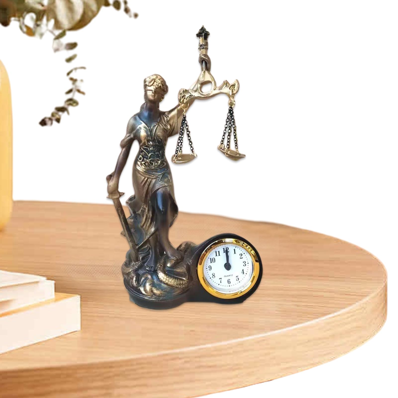 Statue balance de la justice horloge décorative de salon