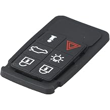 6 Button Rubber Remote Key Pad Replacement for Volvo XC60 XC70 V70 S60 S80 - Soft Wear-Resistant Silicone For Smart Key Case Cover Repair Part | Black
