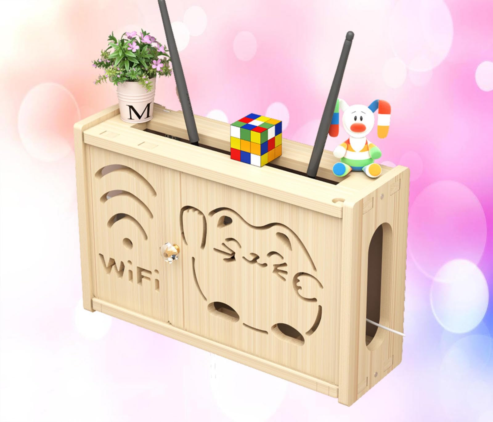 ksxnkhk Router Rack Mount Storage Box Wall Mounted Wireless Wifi Shelf Extension,B-36x24cm