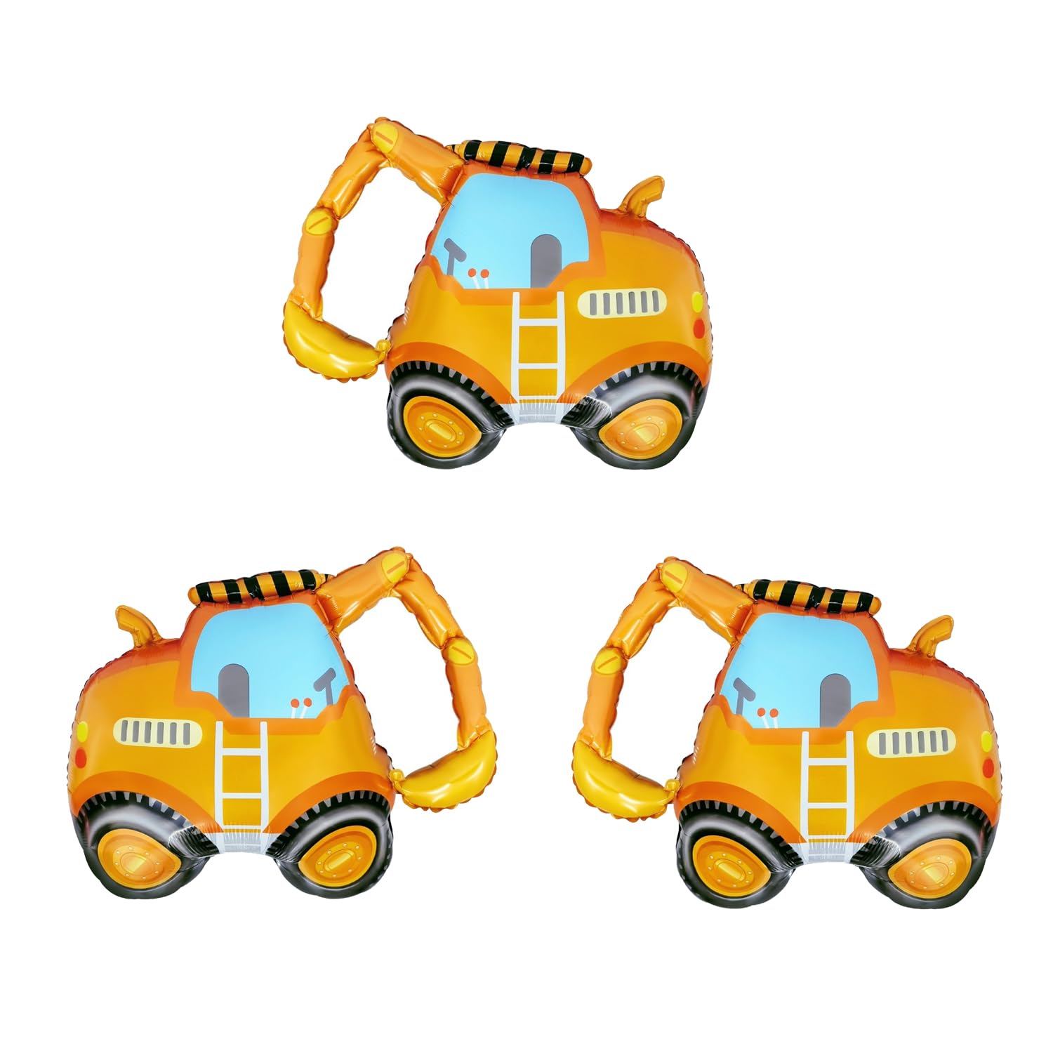 Aluminum Foil Balloons Cosplay Party Supplies Children Gifts Car Retirement Party Supplies White Car Birthday Party Decorations 3 Pack (Yellow Digger)