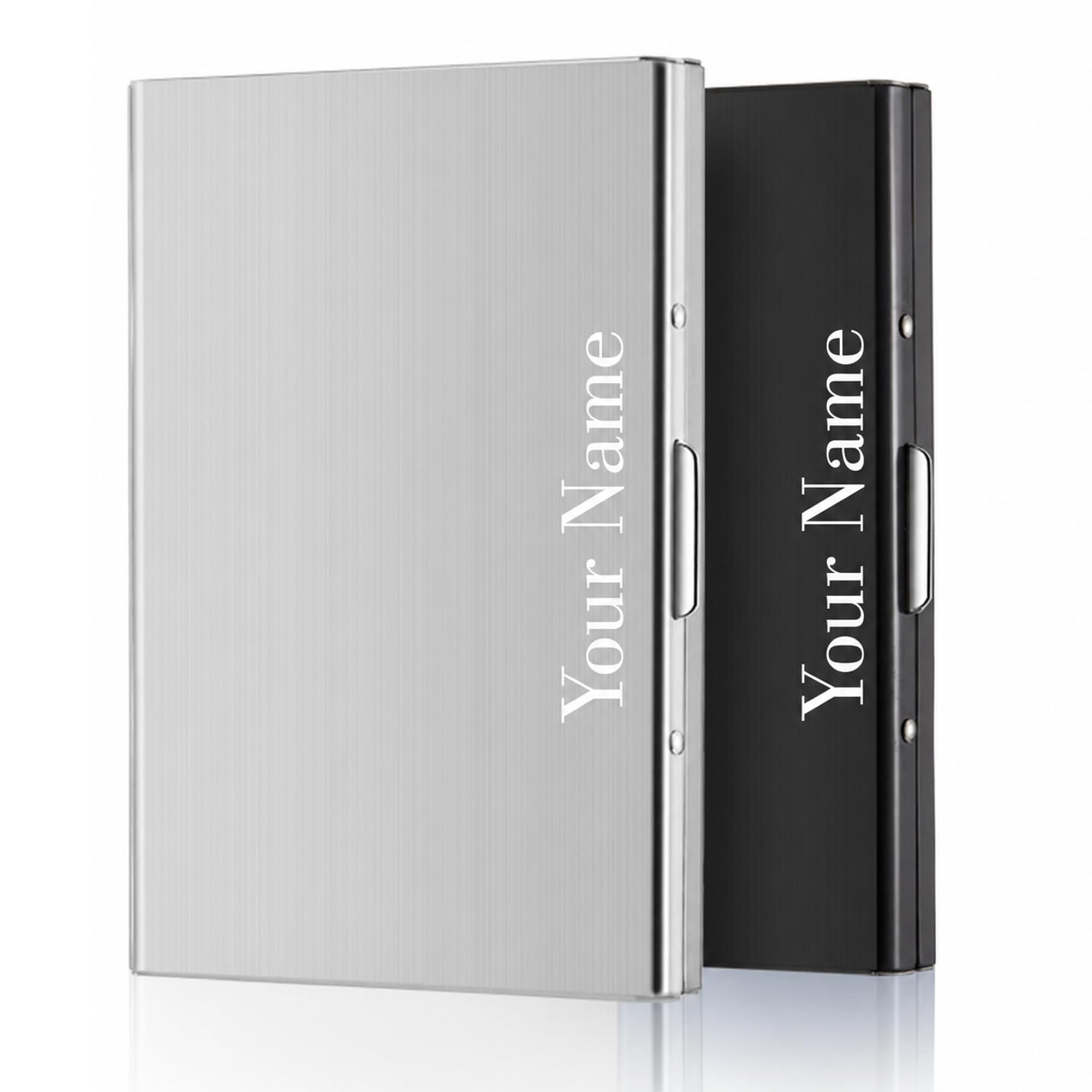 custom Mini2buy Customized Unisex Vertical Card Holder Name Engraved for Credit|Debit|ATM|Business Visiting RFID Blocking Stainless Steel (1 x 10 x 6 cm) Personal Corporate Gift ((6 Slot Black-Silver))-picture-53