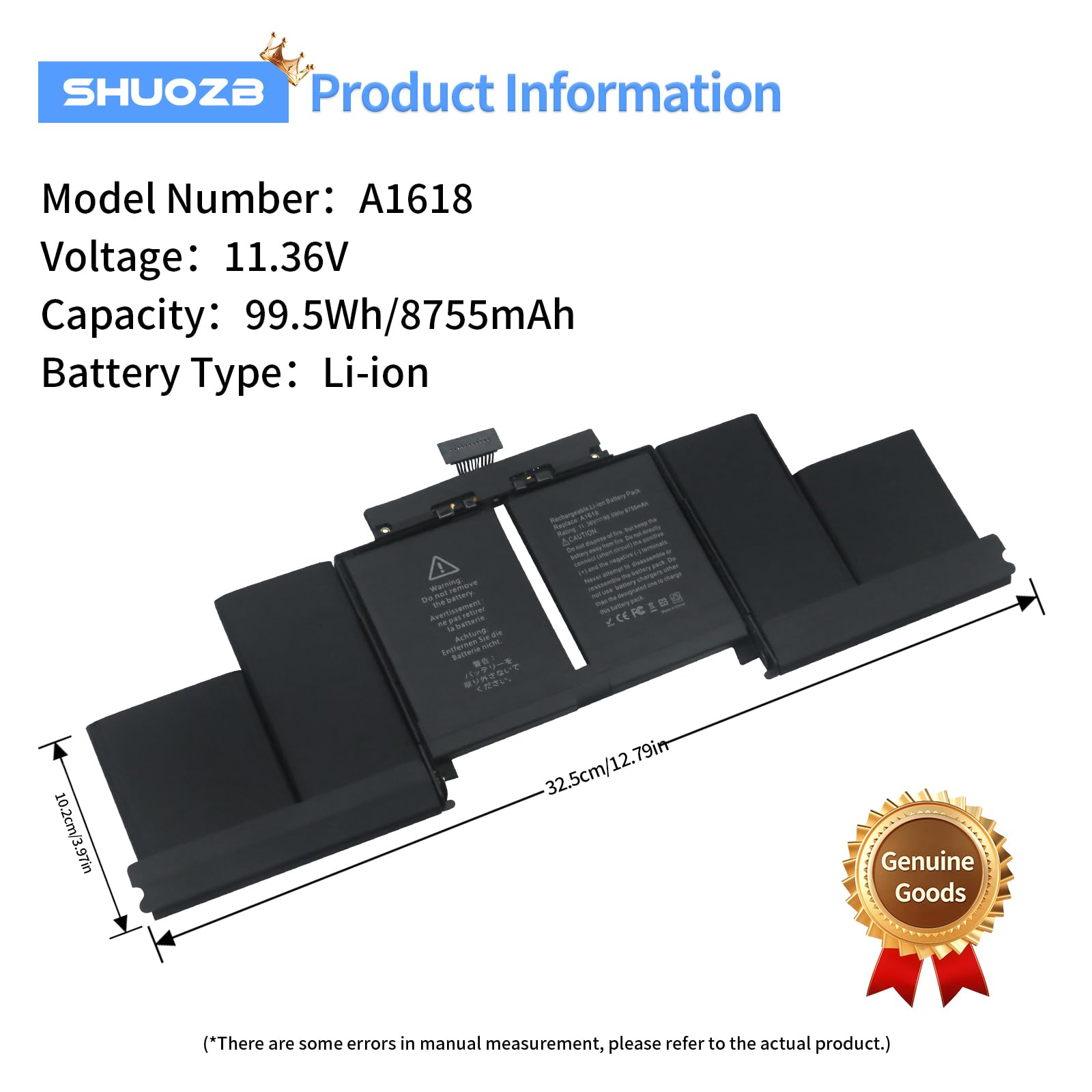 Amazon.com: SHUO.Z.B A1618 A1398 A1494 Battery Replacement for