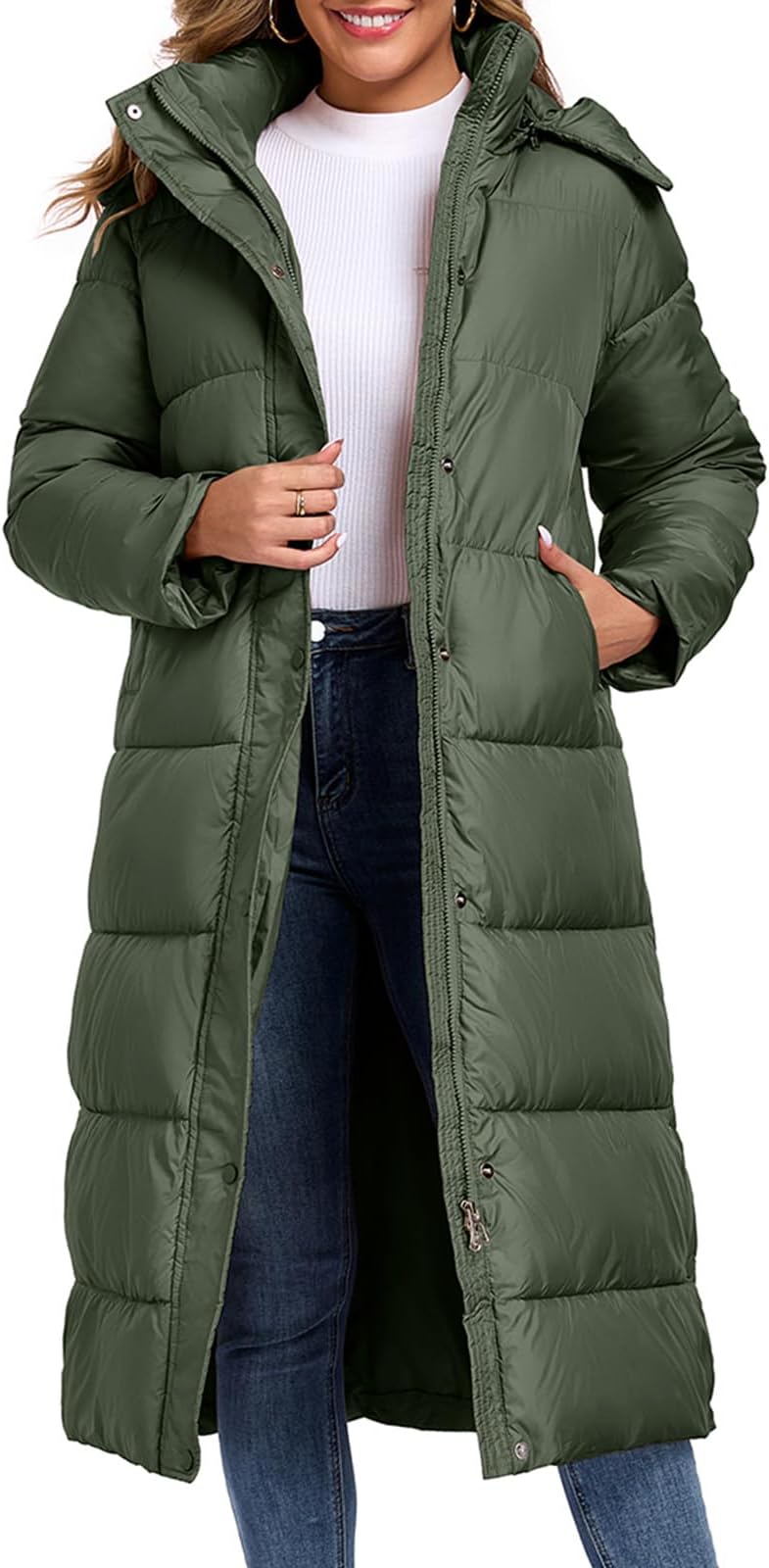 Womens Thickened Down Jackets Oversized Long Puffer Coat Hooded Parka Winter Jacket