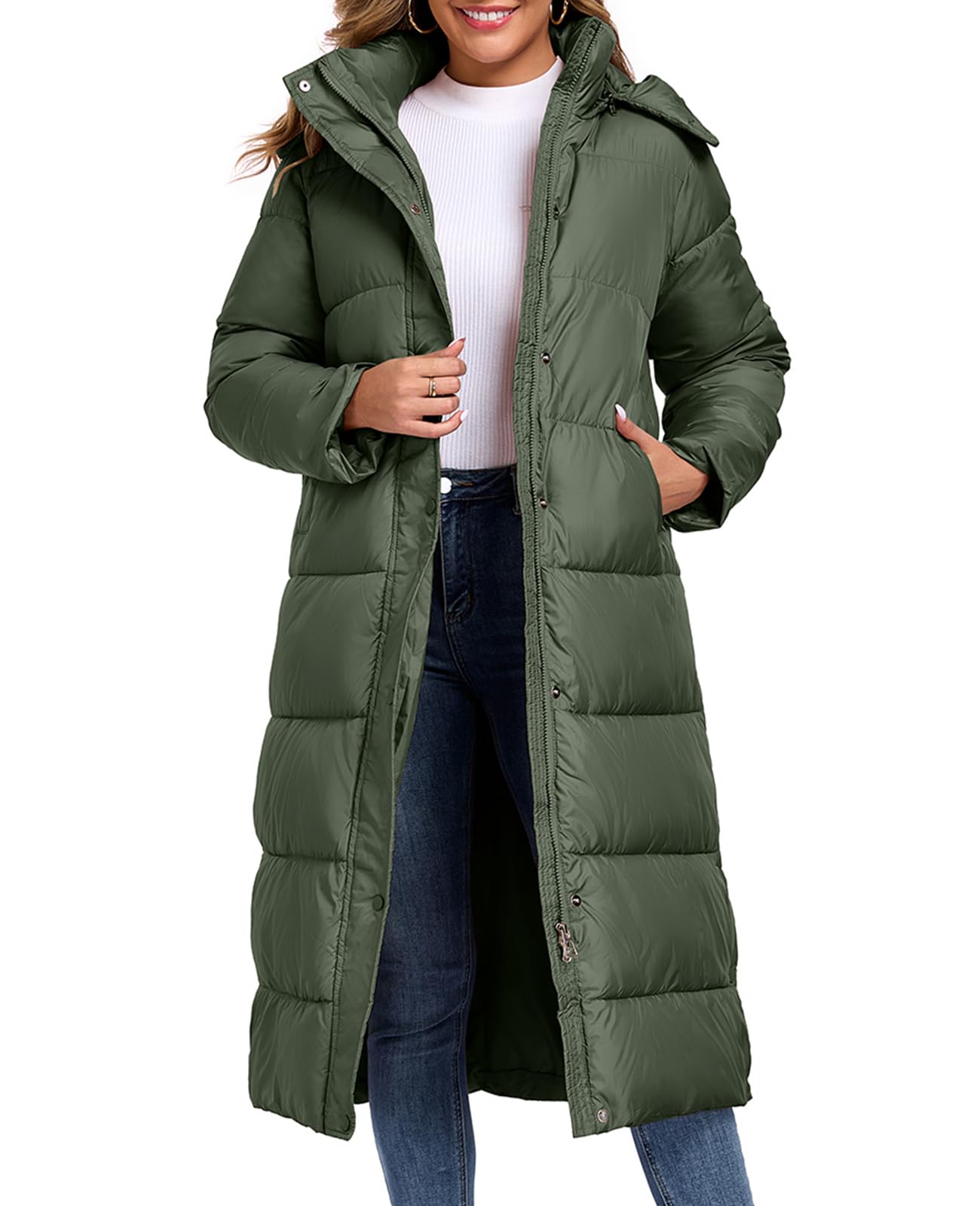 Womens Thickened Down Jackets Oversized Long Puffer Coat Hooded Parka Winter Jacket