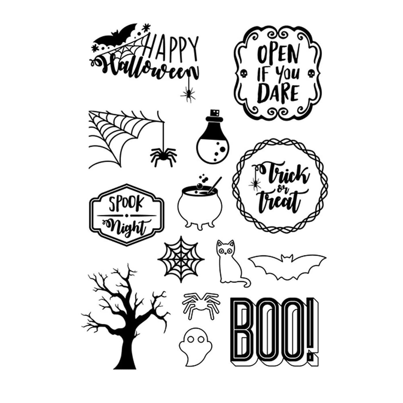 arriettycraft Halloween Trick or Treat Spider Tree Clear Stamps for Cards Making Decoration and Scrapbooking Rubber Stamps for Craft
