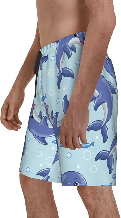 Amazon.co.jp: メンズ サーフパンツ 水着 かわいい漫画のイルカ魚と