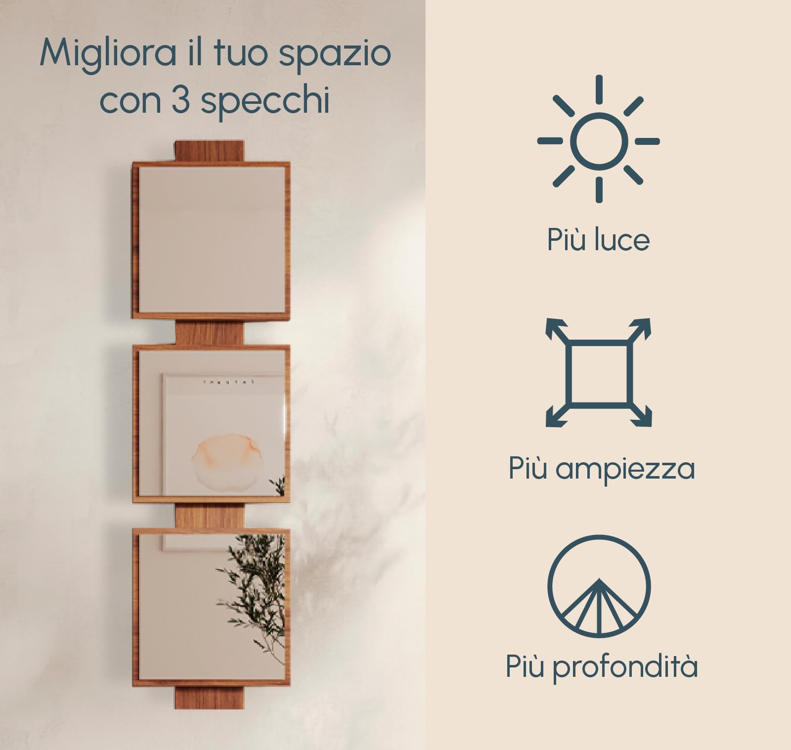 MB Muebles Bonitos, Mobile Ingresso Sospeso Neo, con Specchio e Cassetto, Melamina, Colore Noce Ambar Opaco, 99.5x145x22cm