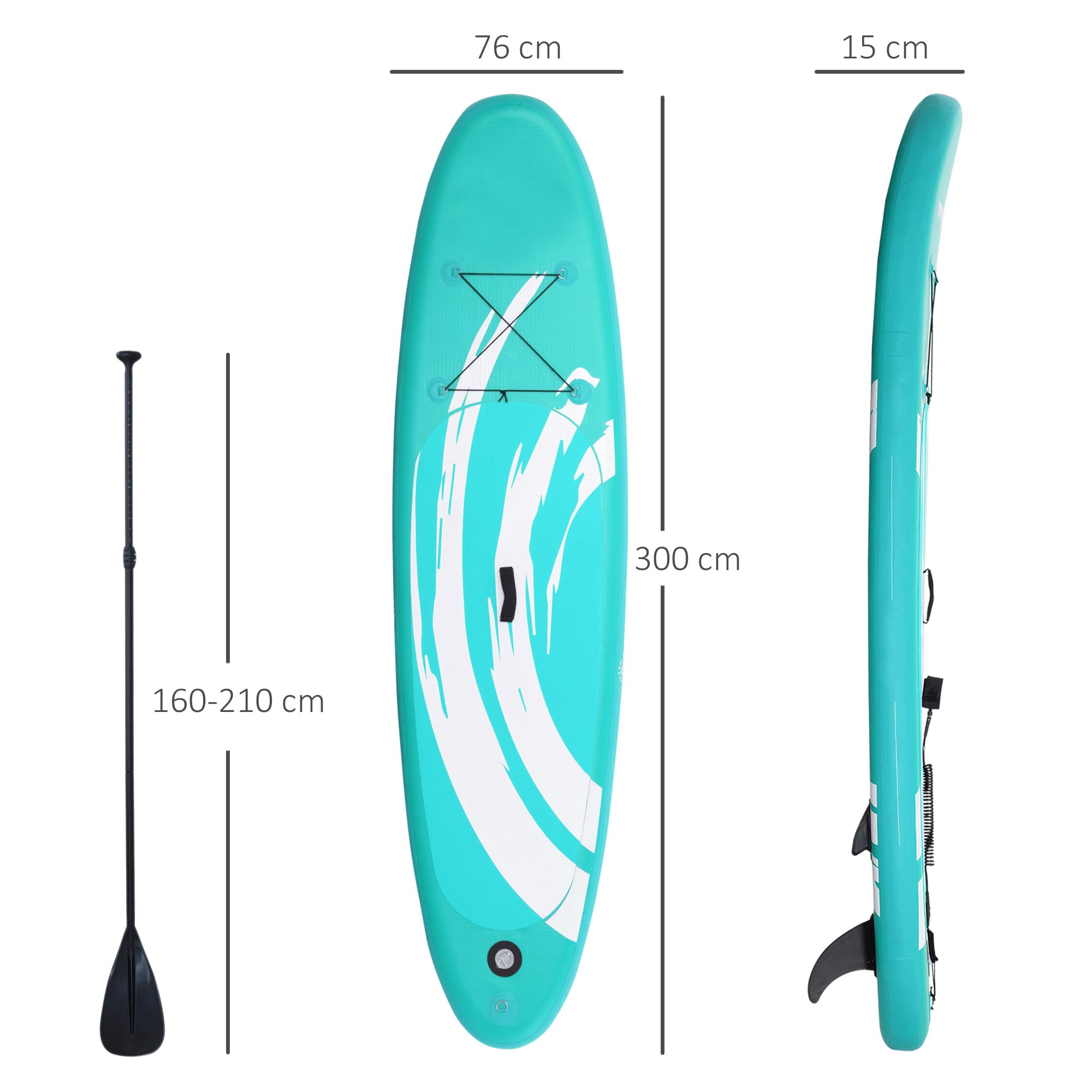 Outsunny Tabla de Paddle Surf Hinchable Tabla de Stand Up Paddling Inflable con Remo Ajustable Aletas Cubierta Antideslizante Bomba y Bolsa de Transporte