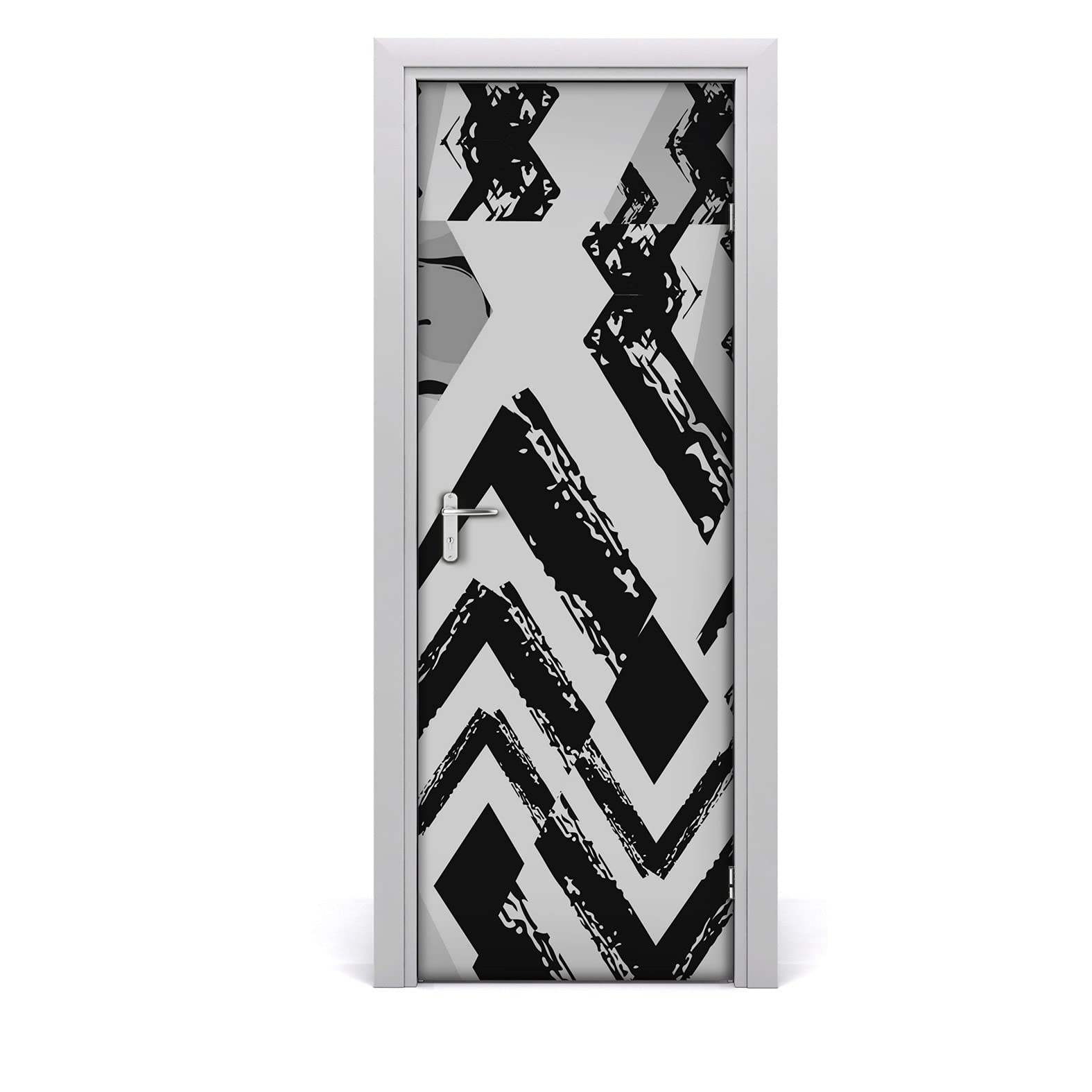 Décoration de porte autocollante au design de triangles abstraits géométriques