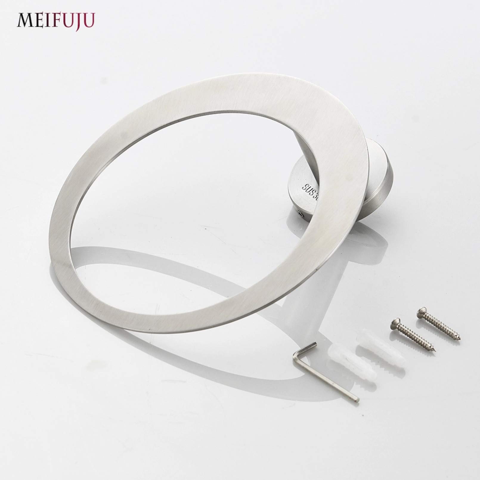 Soporte para anillos de toalla Soporte para anillos de toalla de acero inoxidable 304 Níquel cepillado Toallero decorativo montado en la pared Anillo de toalla redondo Accesorios de baño Safehappy