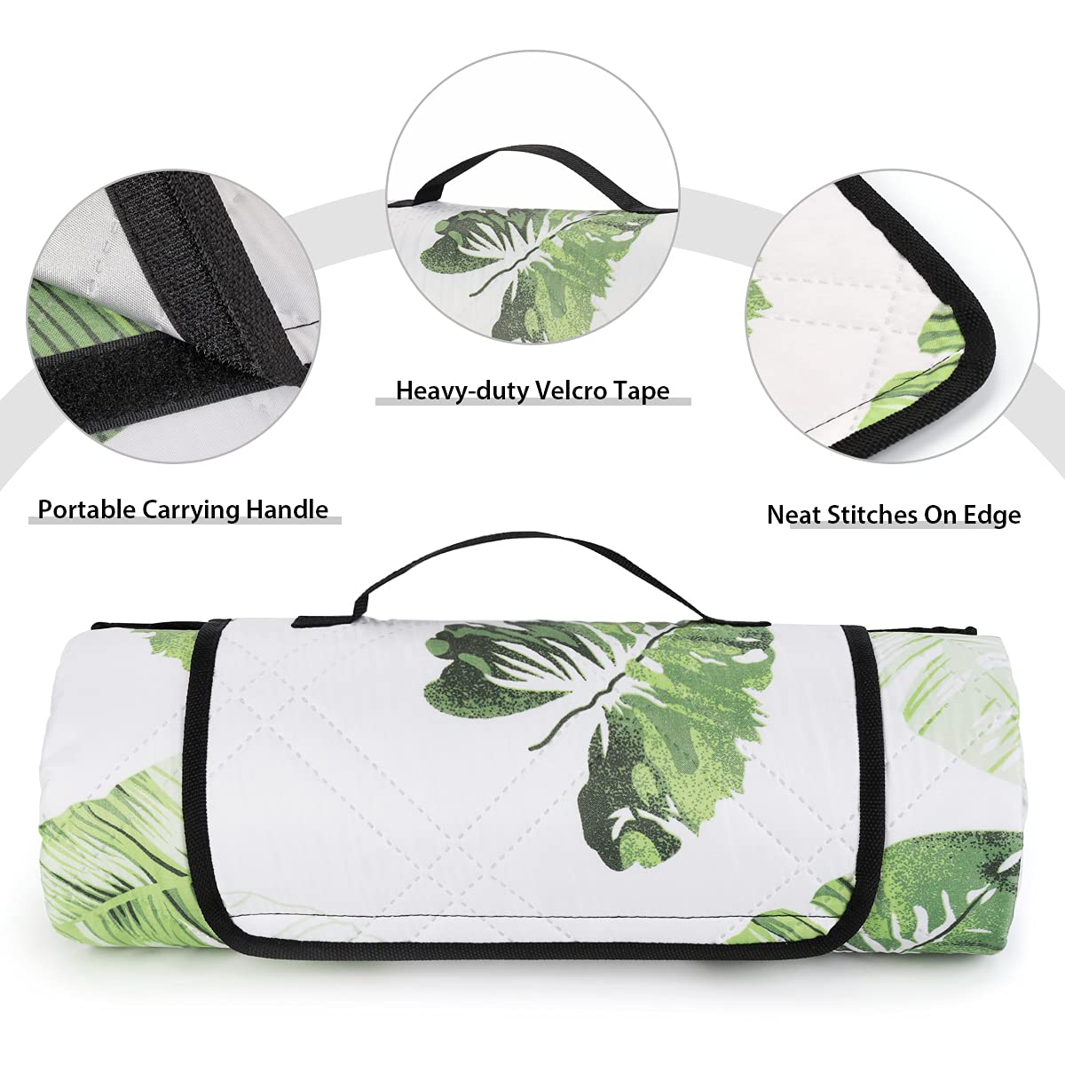 Coperta da picnic, 200 x 200 cm, impermeabile e resistente alla sabbia, pieghevole e portatile, con maniglia, Picnic Blanket per spiaggia asciutta, campeggio, escursioni, viaggi, parco e picnic