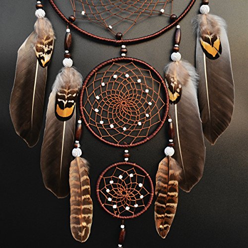 Urdeoms Large Dream Catchers for Bedroom Adult Brown Boho Dream Catcher Wall Decor with Turquoise Hanging Ornament Teen Dorm Room Decor Festival Gift (NO.9) - Image 4