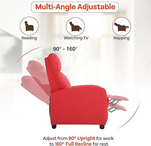 Miniatura 26 de FDW Silla reclinable para sala de estar, asiento de cine en casa, sofá reclinable individual con respaldo acolchado (negro) Negro