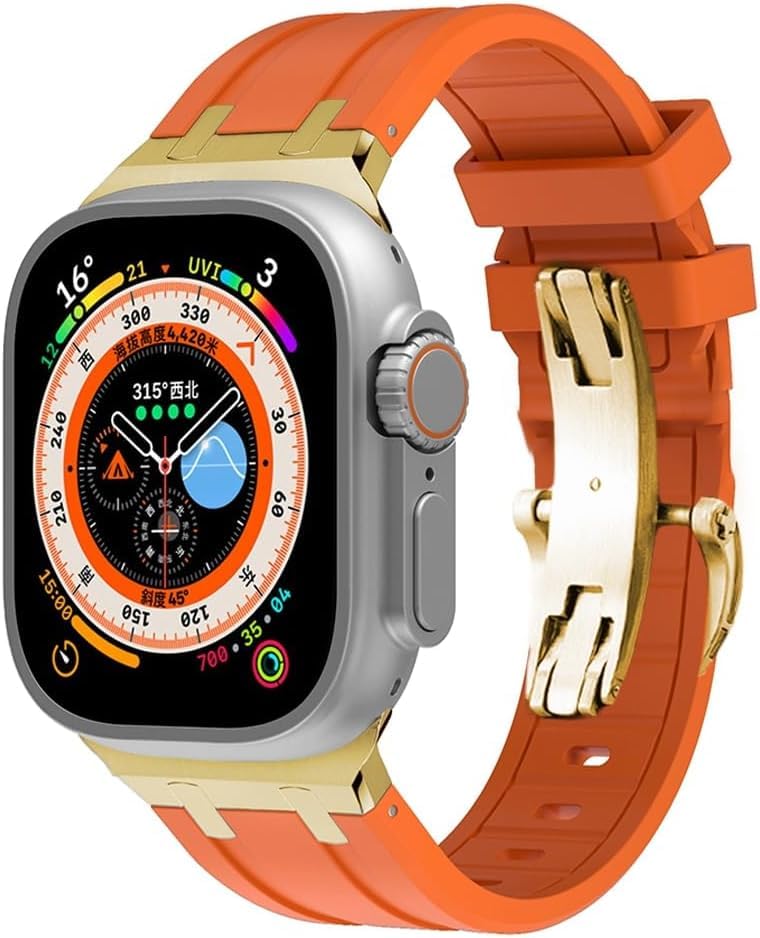 Bracelet de montre de sport en caoutchouc fluoré Apple Watch Ultra 8 7 6 49mm Agate