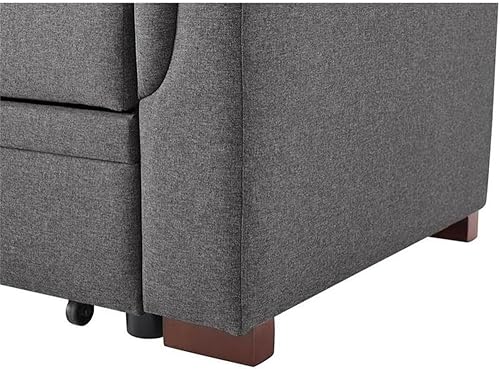 Miniatura 6 de BOWERY HILL Sofá cama reversible/seccional de lino gris acero con almacenamiento para espacio pequeño Gris,Beige,Negro