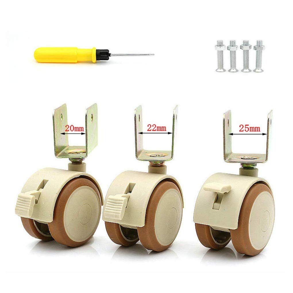 4 Roulettes de Meuble avec Roulettes Pivotantes en Forme de U roues avec Roues de Frein pour Berceaux pour Enfants Silencieuse Convenant au lit de Bébé Roues Pivotantes Roulette Universelle (20mm)